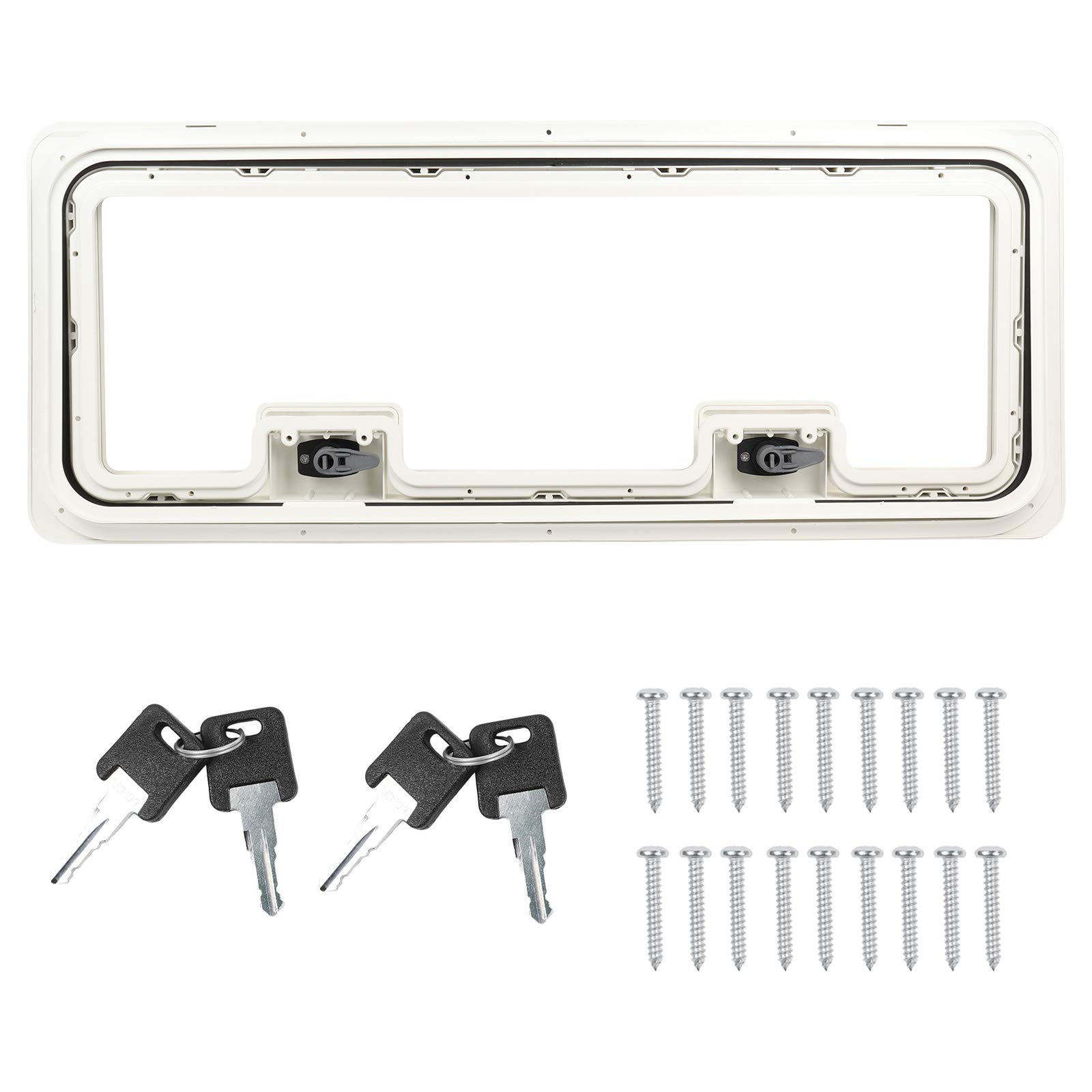 Wohnwagen & Wohnmobil Serviceklappe | 3 Größen zur Auswahl | Weiss | inkl Schließung | Staufachklappe (840x345 mm)