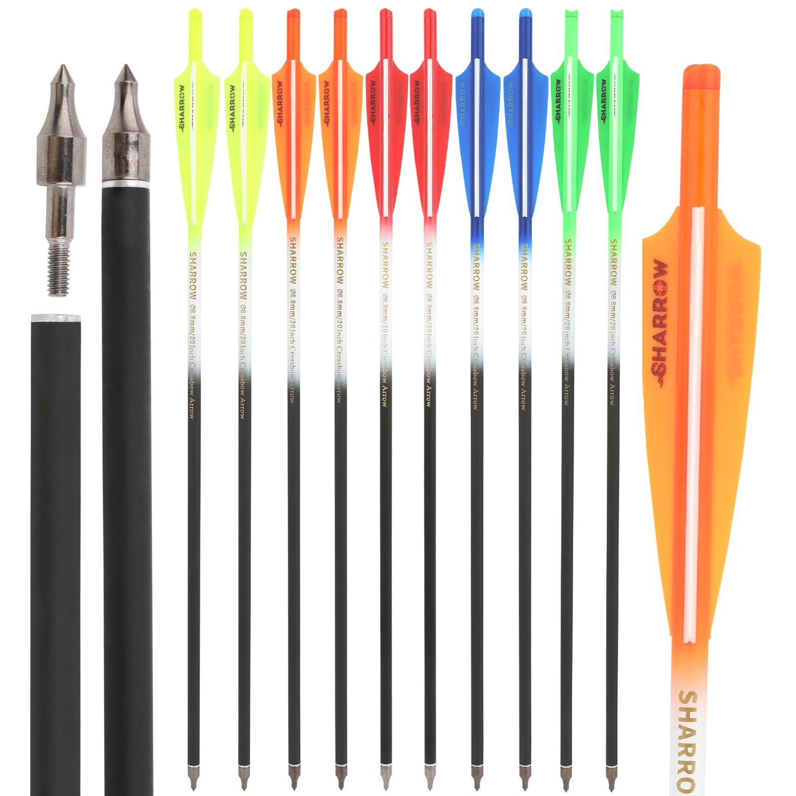 Poearcus Archery Crossbow Arrow 16" 17" 18" 20" 22" Crossbow Bolts Carbon Arrows with 4" Vanes for Hunting Targets Practice 6/12PCS (6, orange, 17 inch)