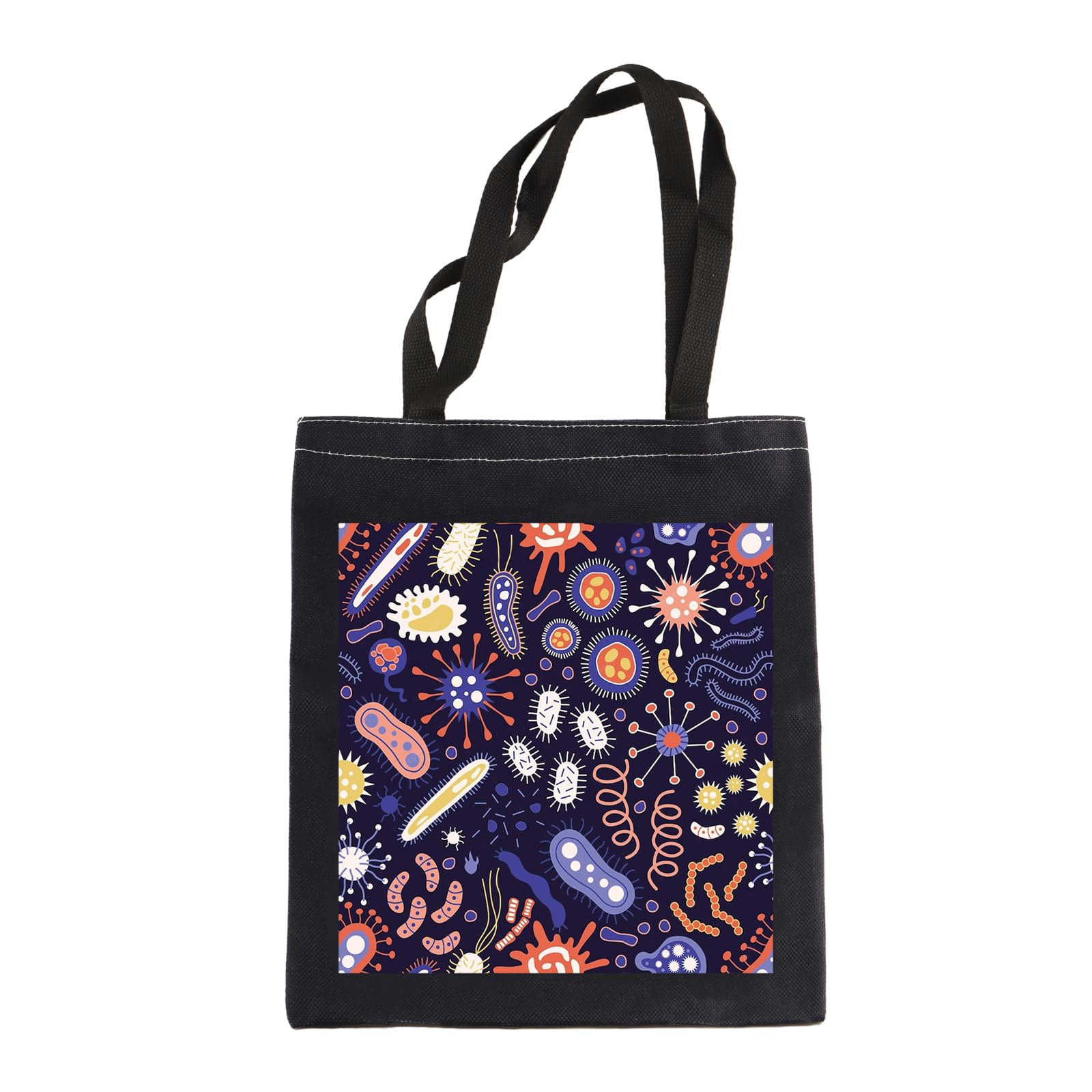 LEVLOMicrobiology Bacteria Shopping Bag Science Art Biologist Reusable Book Tote Bag Gift for Teacher