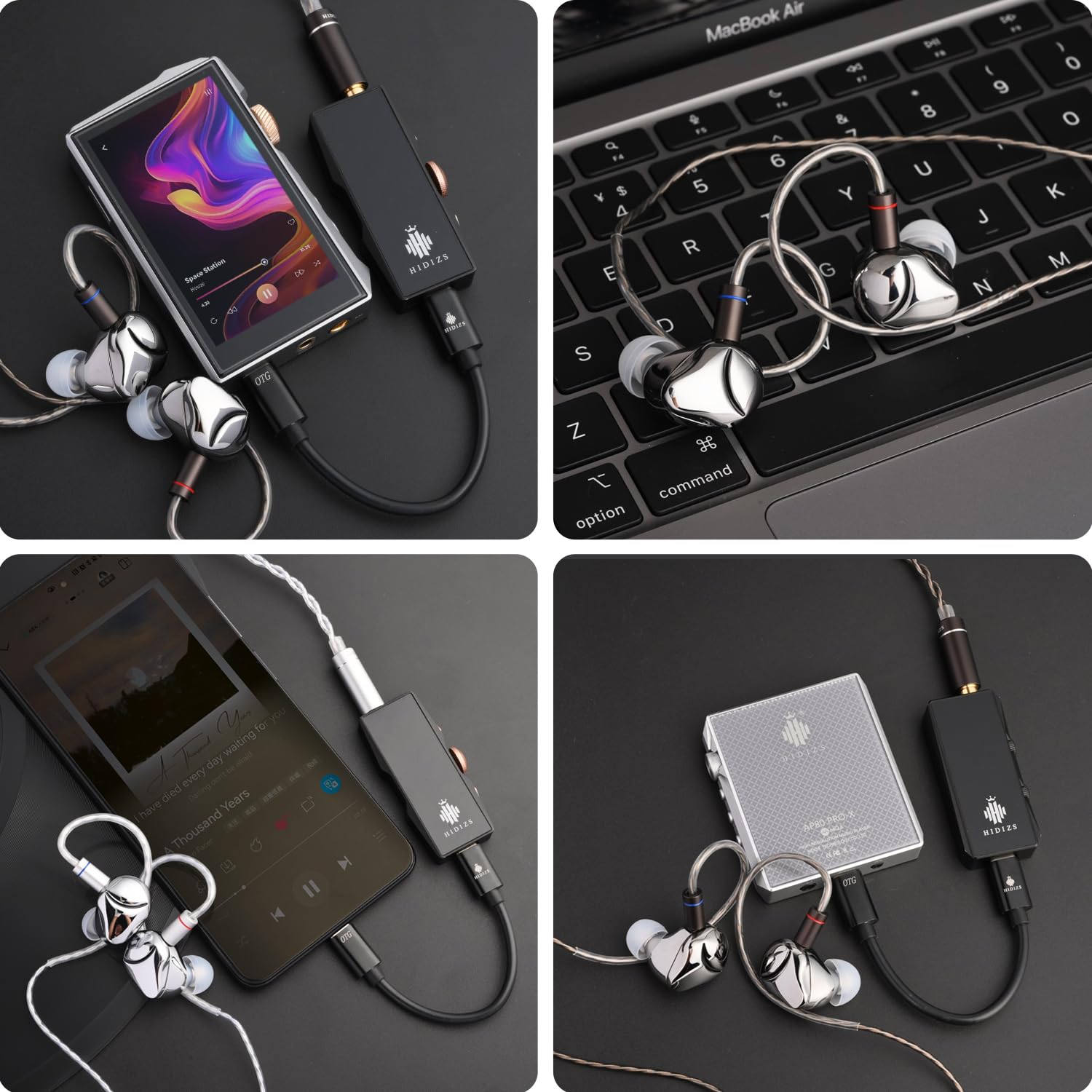 Hidizs MK10 Auriculares In Ear Monitor, 10mm Diapragma Carburo Silicio, Doble Magneto & Doble Cámara Dynamique Driver, Armadura Zinc Puro, 6 Modos Ajuste Profesionales, Cable OFC 3.5mm