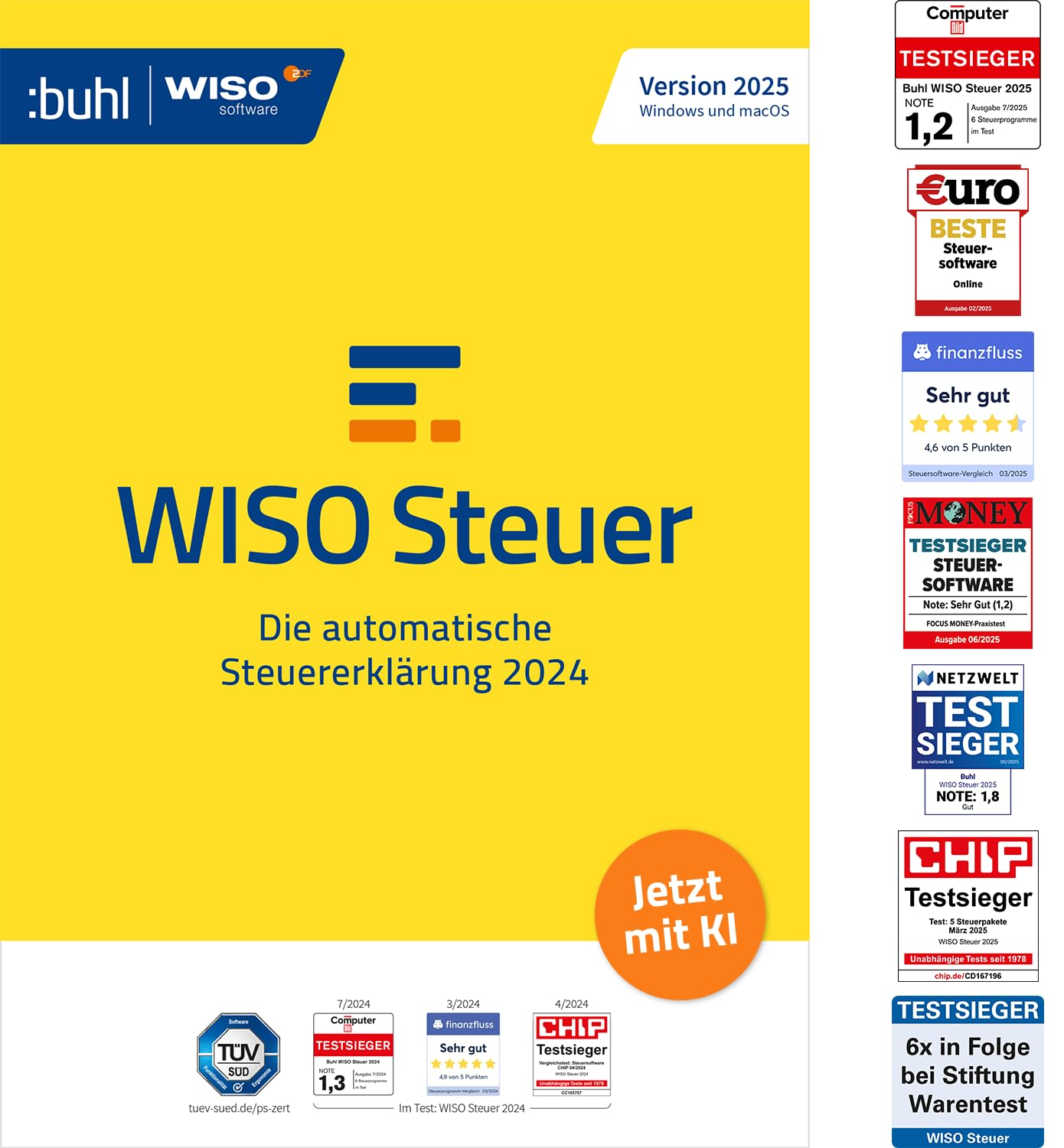 WISO Steuer 2025 (für Steuerjahr 2024) Für Windows Mac Smartphones und Tablets | Digitaler Download