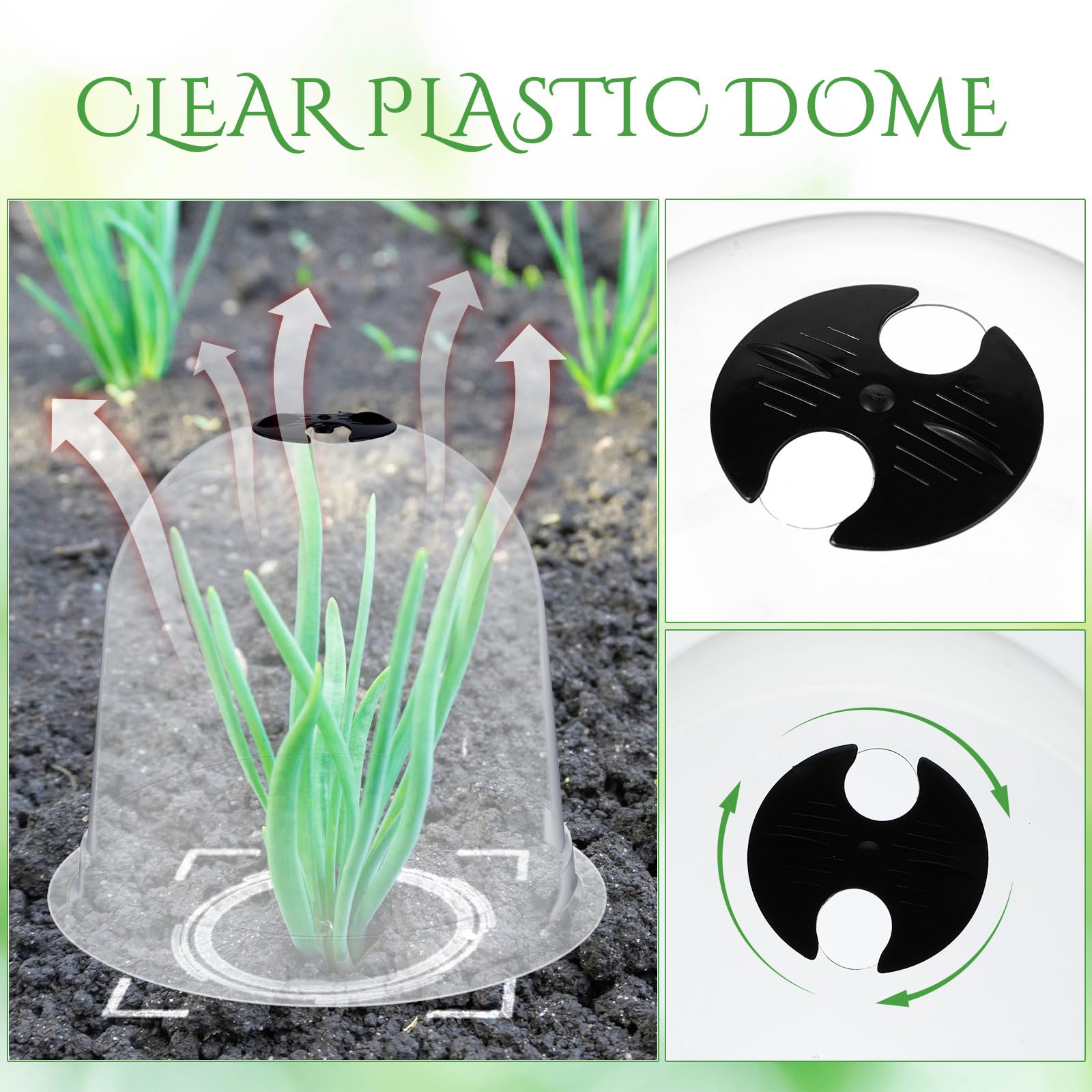 Amazon.com : Suzile 50 Pack Large Garden Cloche Plant Dome 10.2 x 8.3"  Reusable Cloche Dome for Plants Humidity Dome with 150 Ground Securing Pegs  and 50 Plant Labels Plastic Plant Dome