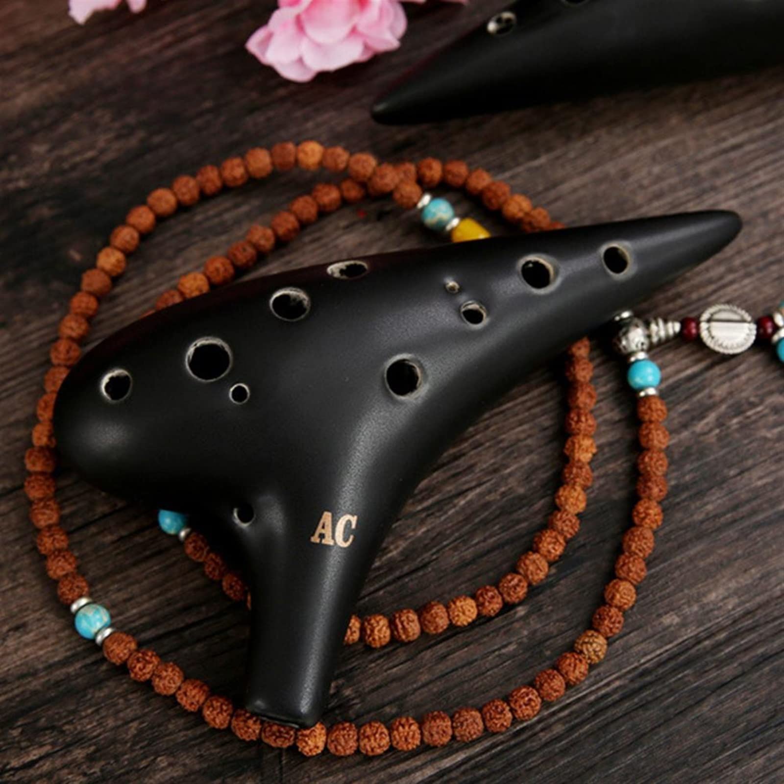 Chitarra Mancina Flauto Ocarina Nero Opaco 12 Fori Nuovo Diagramma Diteggiatura Borsa - Per Professionisti E Principianti Flauto Ocarina Con Borsa E Diagramma Diteggiatura - Foto 2