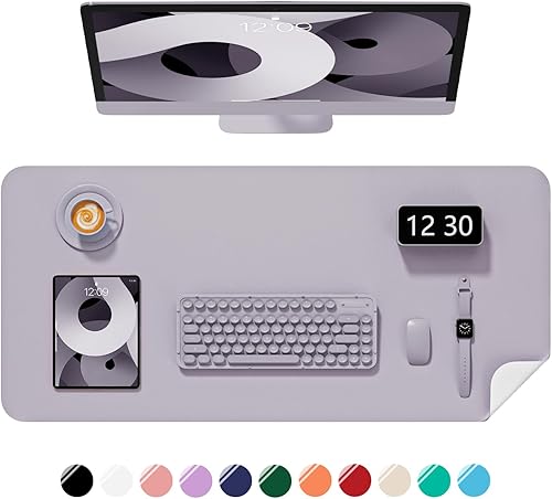 Miniatura 32 de Alfombrilla de escritorio, 60 x 35 cm, de piel sintética, antideslizante, alfombrilla grande para mouse para escritorio, impermeable, almohadilla de