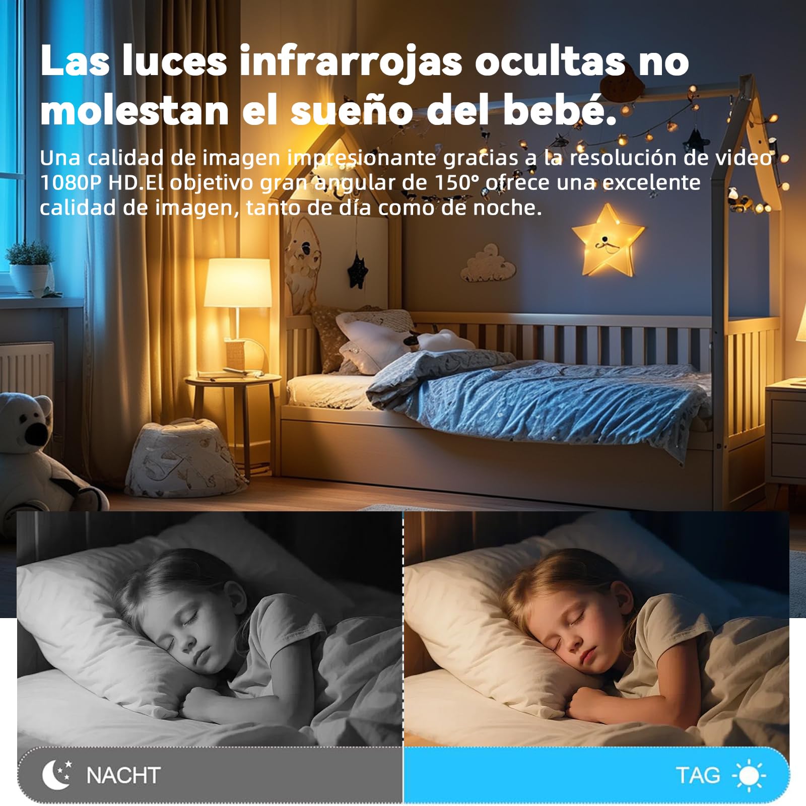 Mini Cámara Espía HD 1080P, Cámara de Vigilancia Interior Wi-Fi Inalámbrica, Detección de Movimiento y Visión Nocturna, Bebés Mascotas, Notificaciones & Visualización en App, Negro