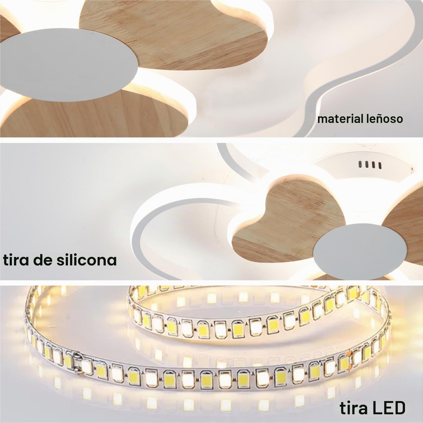 Lampara Infantil Techo,48W Lampara Techo LED Infantil Dormitorio Forma de flor Madera 3000K-6000K Regulable con Control Remoto, Plafón LED Techo de 50CM para Cuarto de Niños Dormitorio