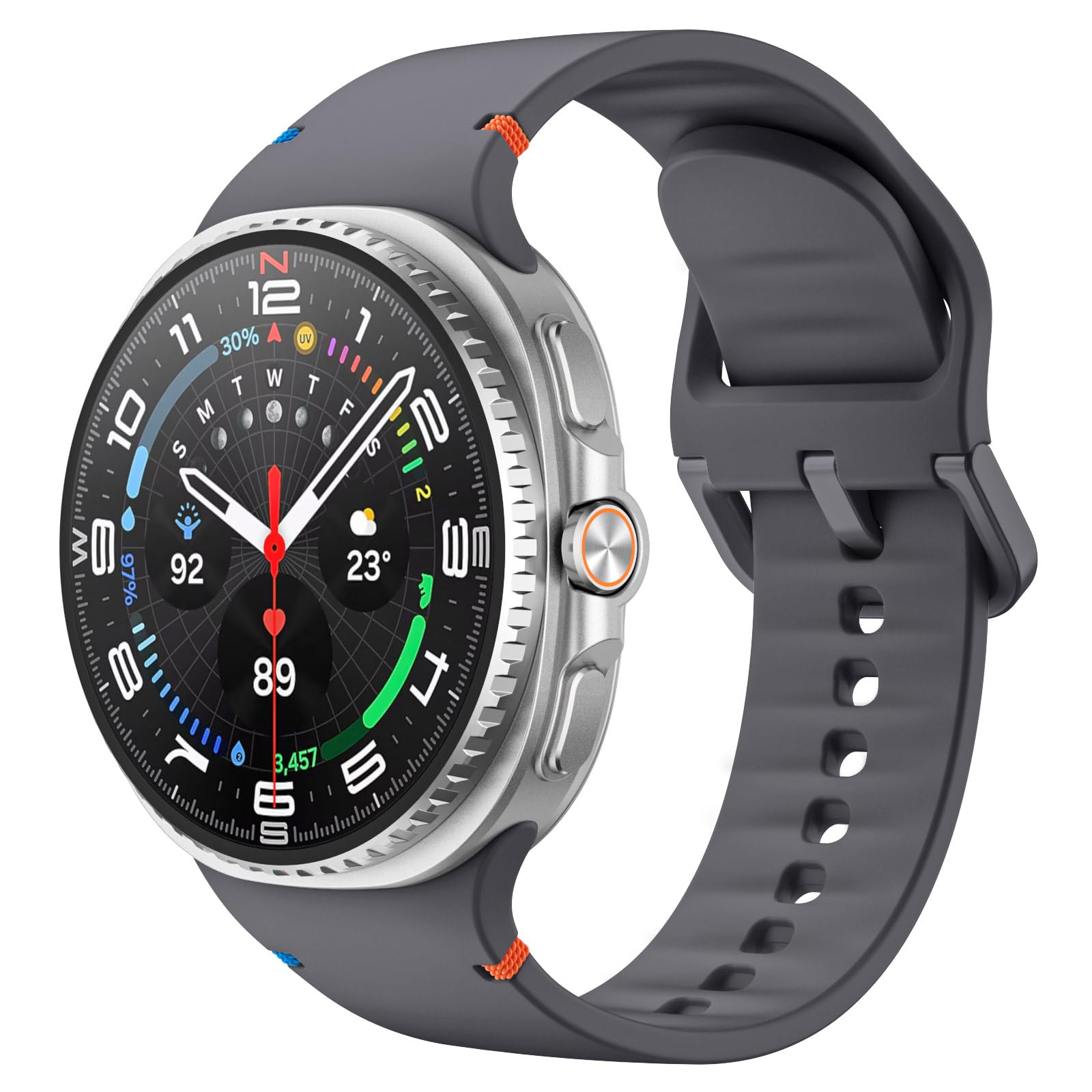 MoKo Sport Band for Samsung Galaxy Watch 8 Band 40mm 44mm/Galaxy Watch 8 Classic 46mm, Soft Silicone Replacement Strap for Men Women, M/L, Space Gray