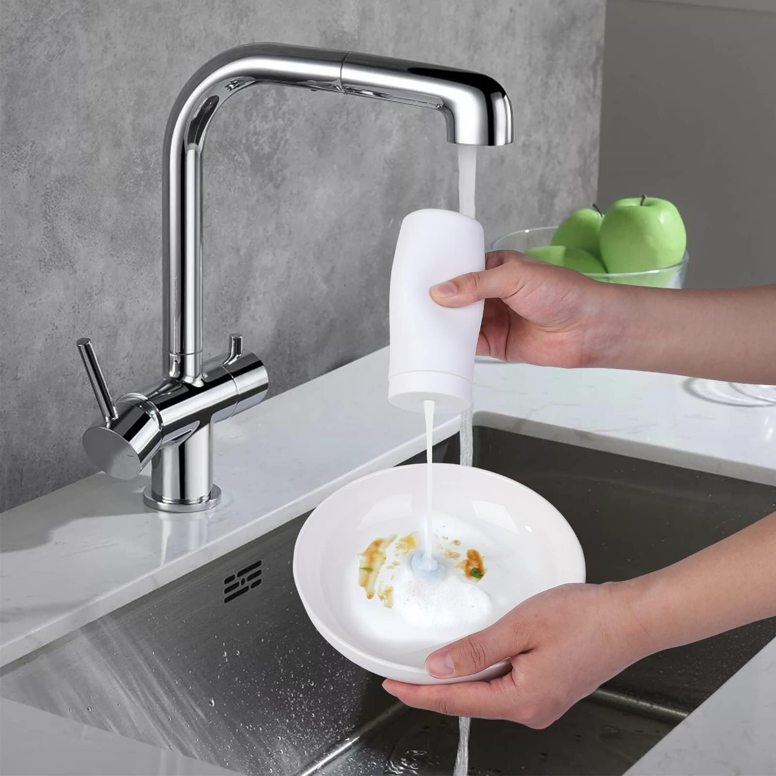 Praktisches 2er Set Silikon Seifenspender – Nachfüllbare Squeeze-Flaschen für Spülmittel, Handseife, Shampoo und Lotion – Auslaufsicher, einfach zu befüllen, ideal für Küche & Bad – Farbe: Weiß