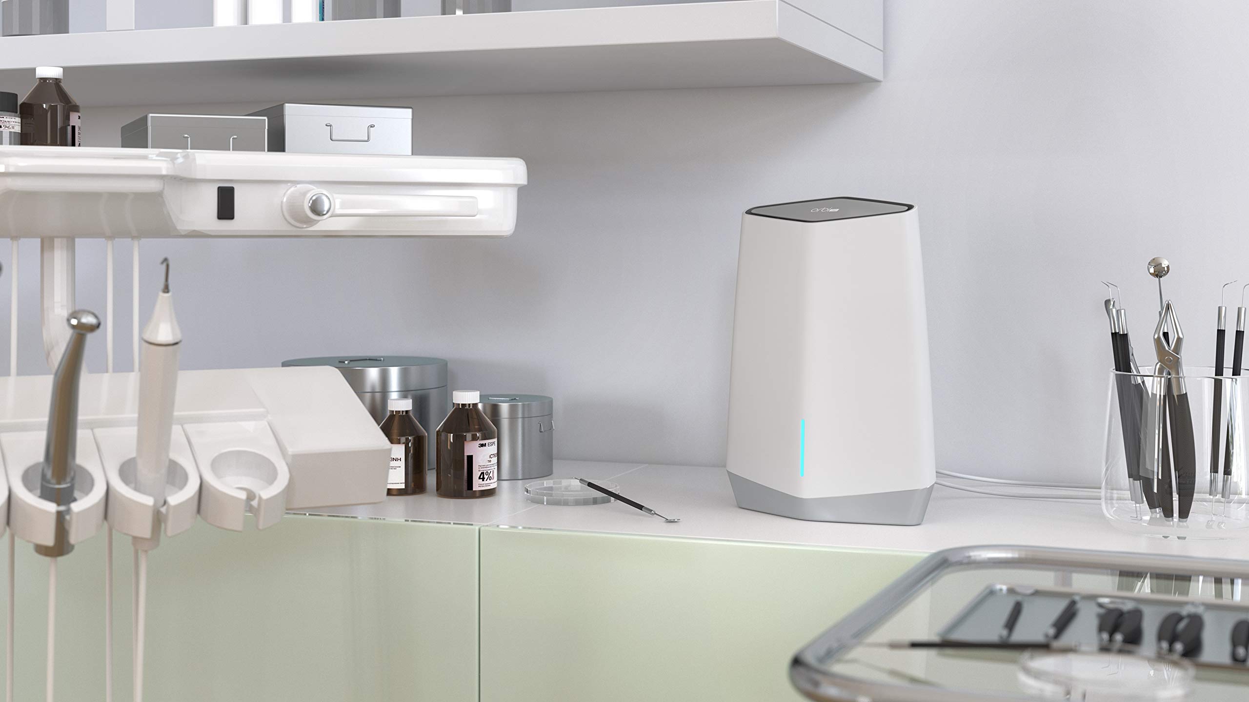 Netgear Orbi Pro SXK80 WiFi 6 TriBand Mesh system Wi-Fi, AX6000 WiFi 6 router oraz wzmacniacz satelitarny do domu i przedsiębiorstw do 6 Gbit/s, zasięg do 400 m² dla wielu użytkowników równoległych