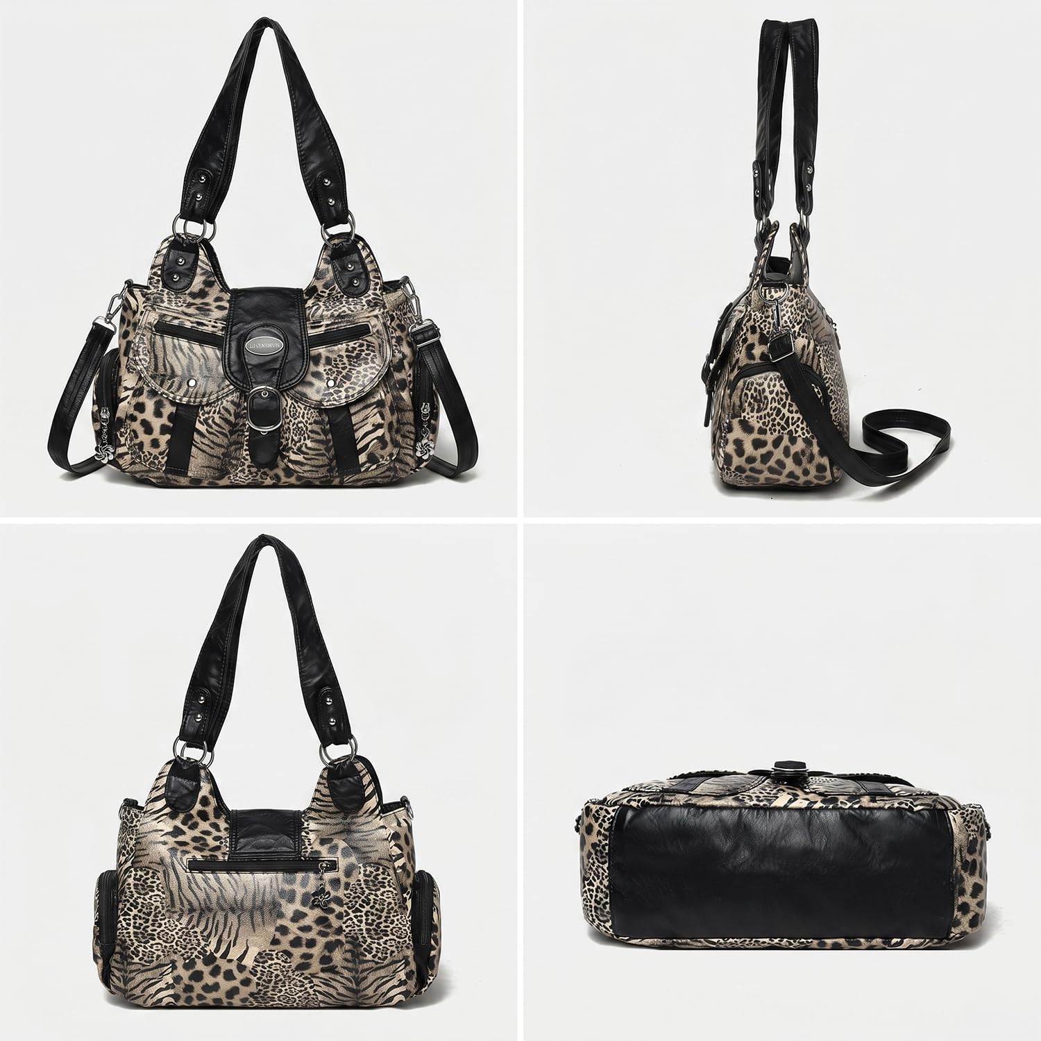 Damen Tasche Damenhandtasche Handtasche Hobo Schultertasche Shopper aus PU-Leder Damentasche Umhängetasche Taschen Leopardenmuster Henkeltasche für Frauen Mutter