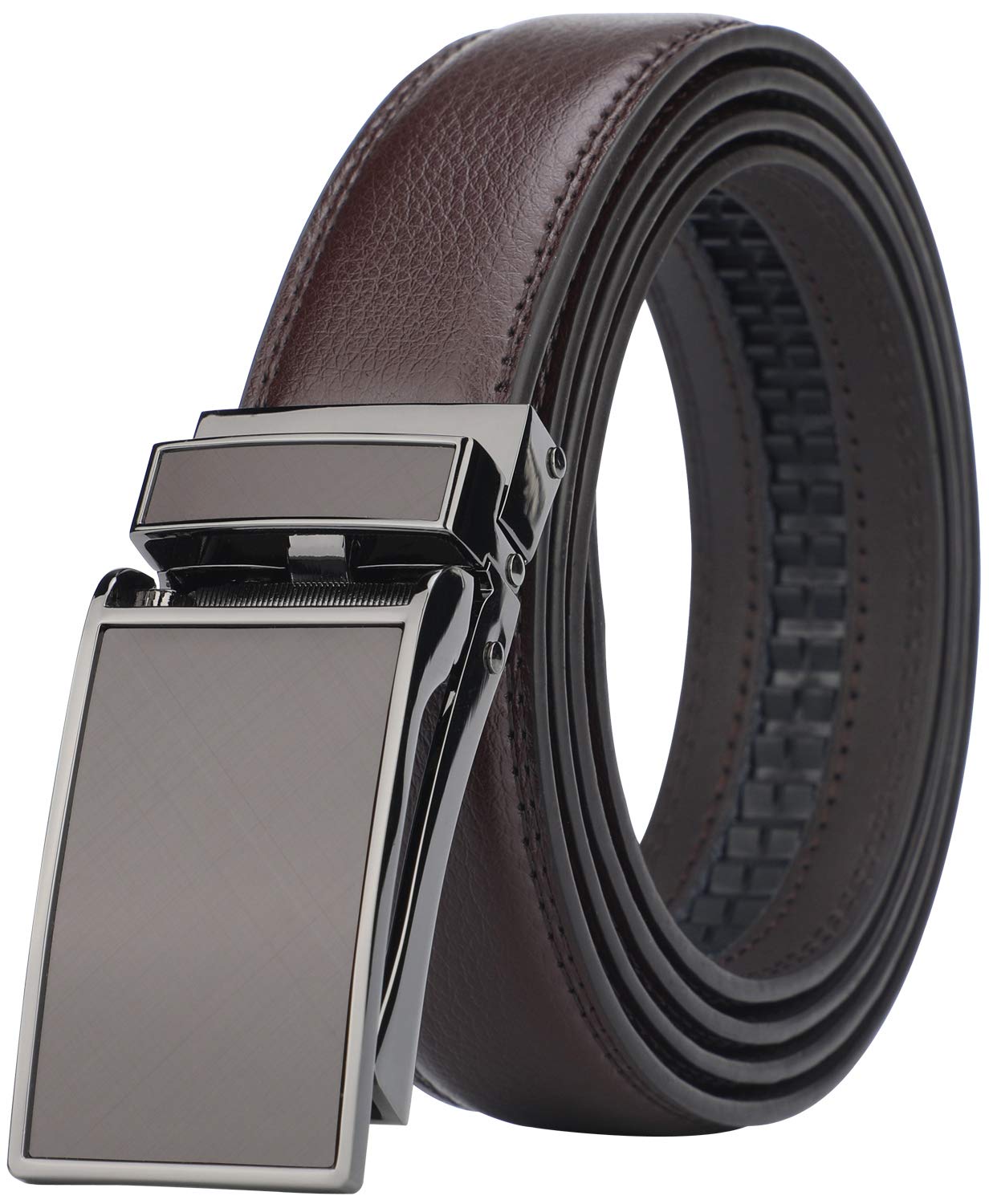 HIMI Men's Comfort Genuine Leather Ratchet Dress Belt with Automatic Click Buckle, Style 1 -Brown, 71-112cm