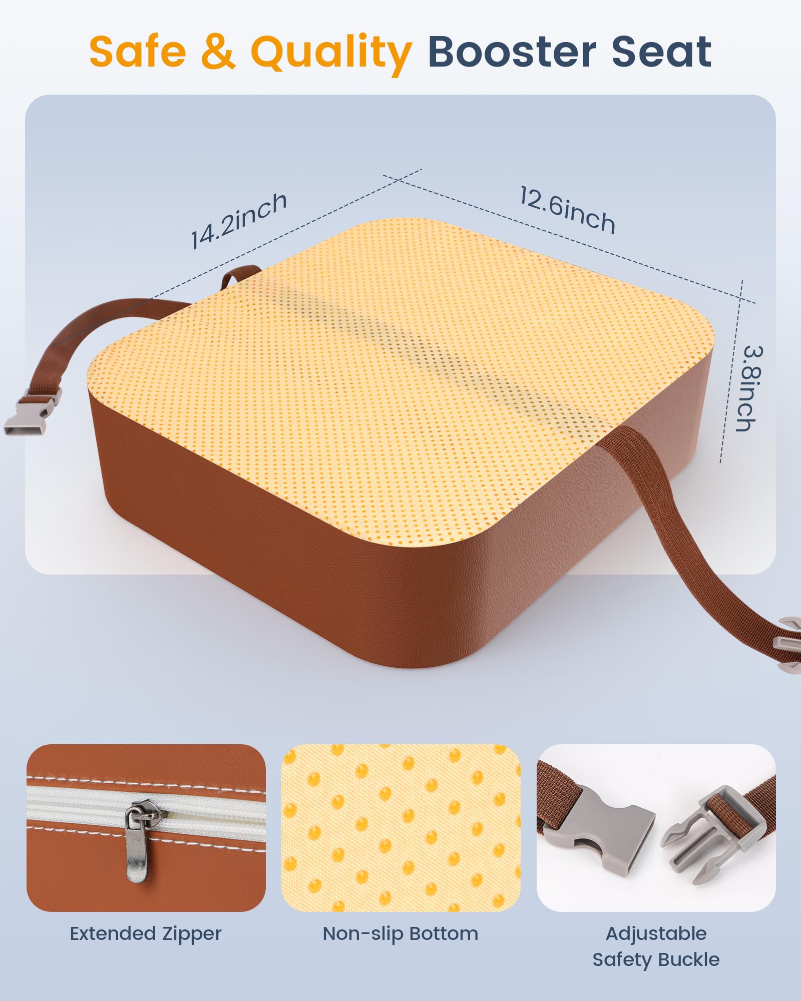 Asiento elevador de silla de cocina, cinturones de seguridad ajustables, asiento elevador de silla de cocina, cojín elevador de apoyo fuerte, poliuretano fácil de limpiar, extraíble y portátil