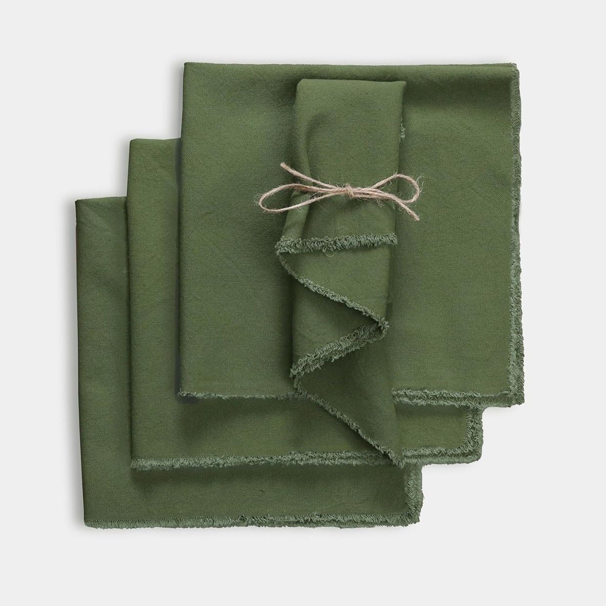 Serviettes de table en lin vert lot de 10 pièces rustiques pour repas