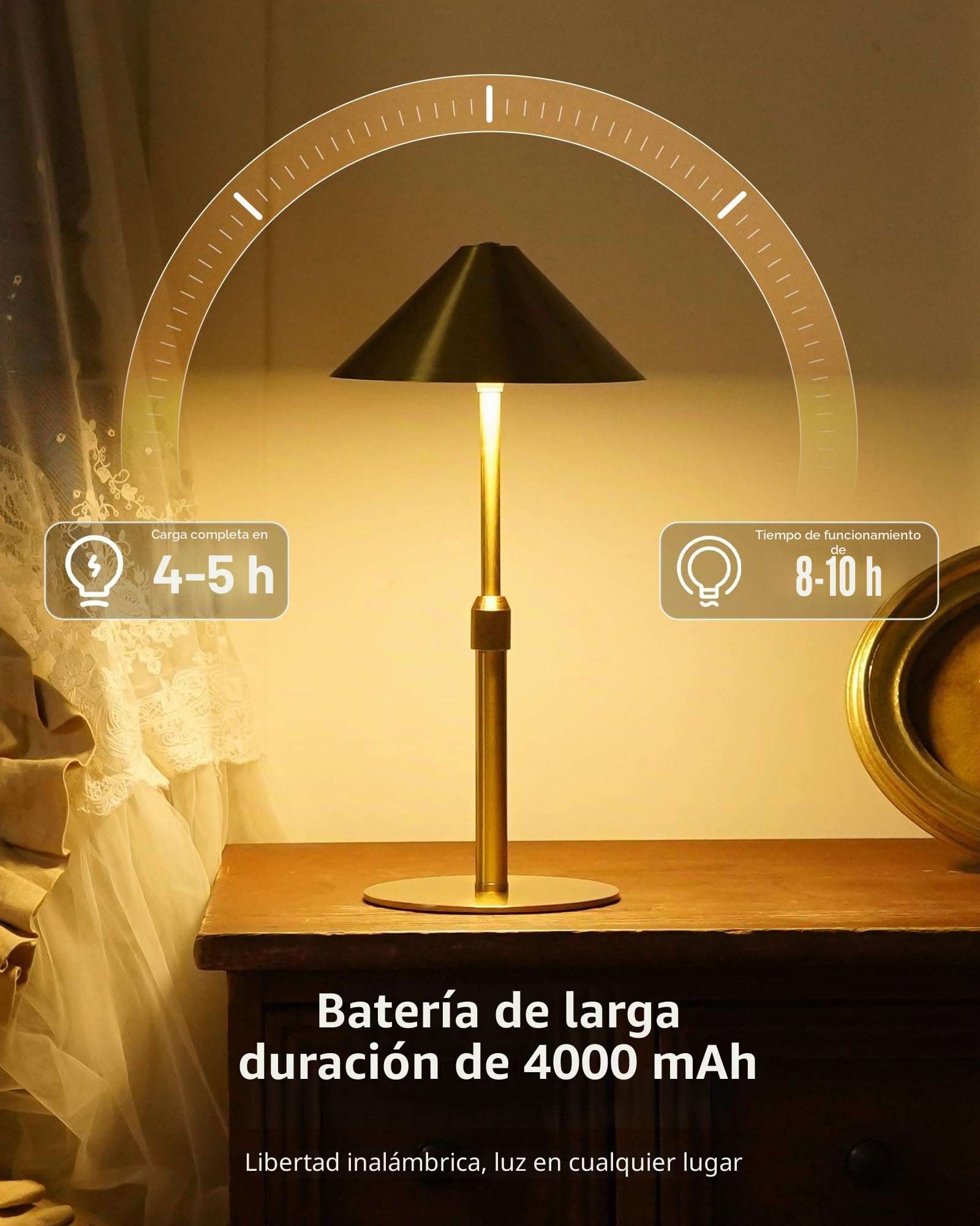 2 Lámparas Sin Cable Recargables Exterior e Interior – Potentes, Regulables Táctiles, Altura Ajustable, Resistentes IP54 para Terraza, Taller y Hogar