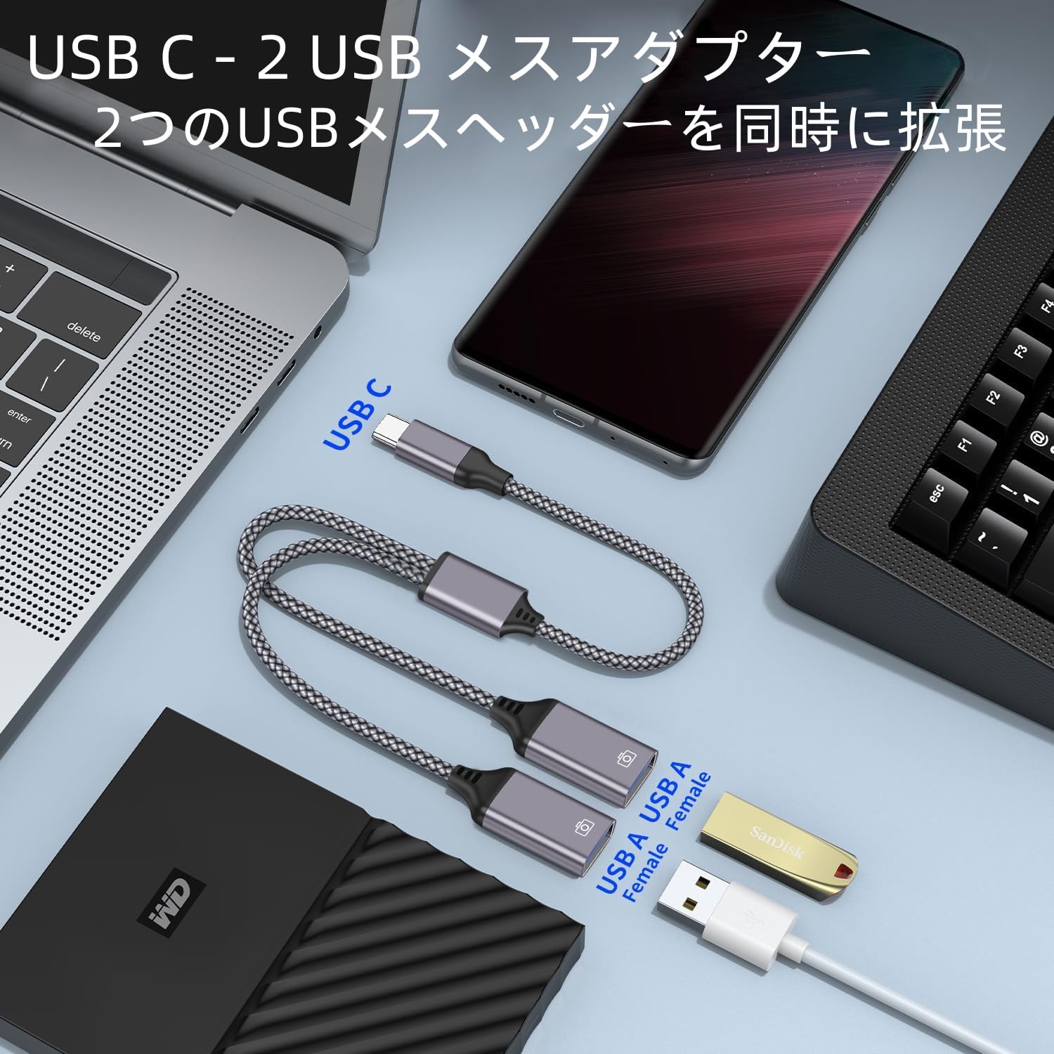 Amazon.co.jp: USB C 変換 アダプタ 2 in 1 Typeタイプ Cオス