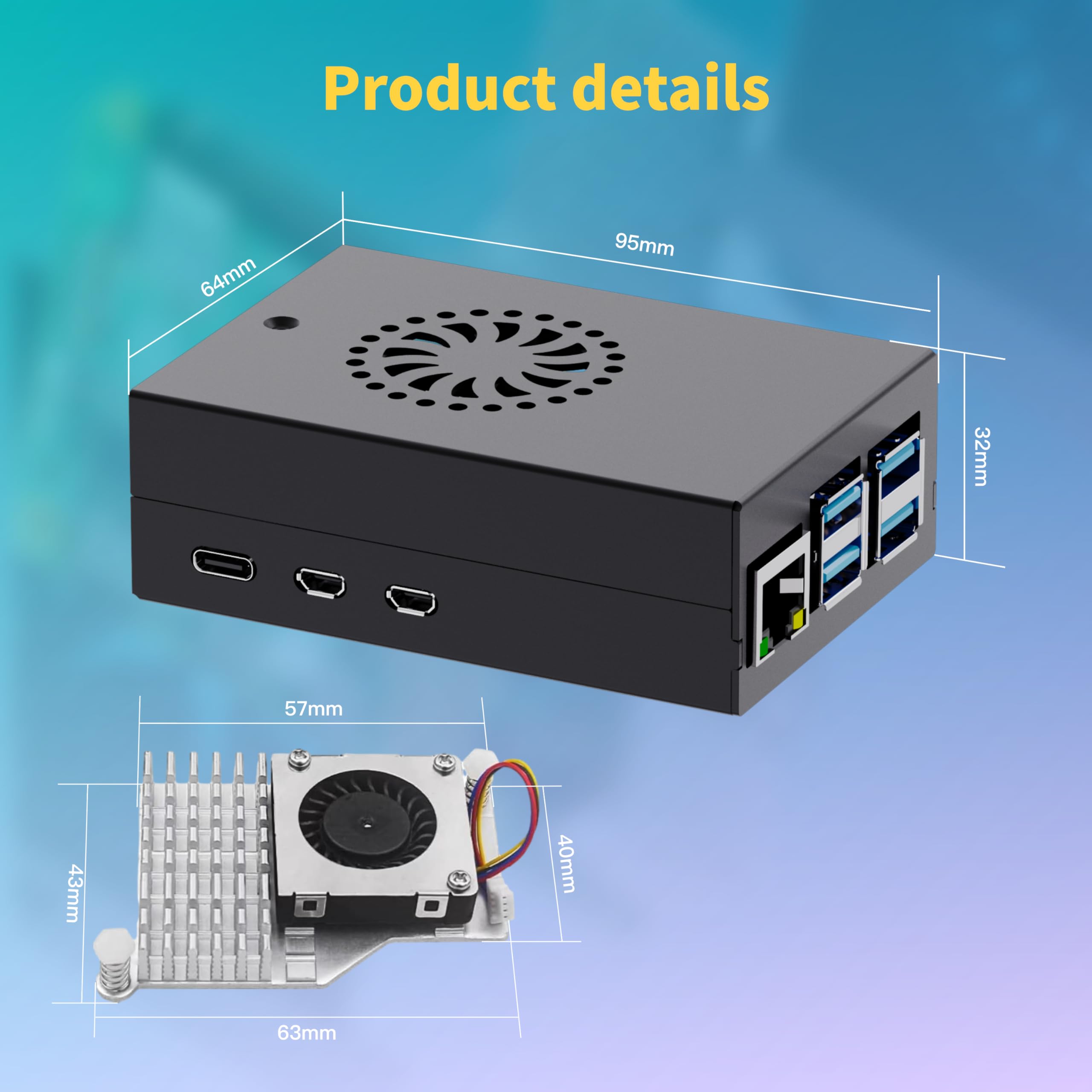 iRasptek Starter Kit For Raspberry Pi 5 16GB RAM Starter Kit - Edizione OS-Bookworm da 256GB preinstallata(case in alluminio)