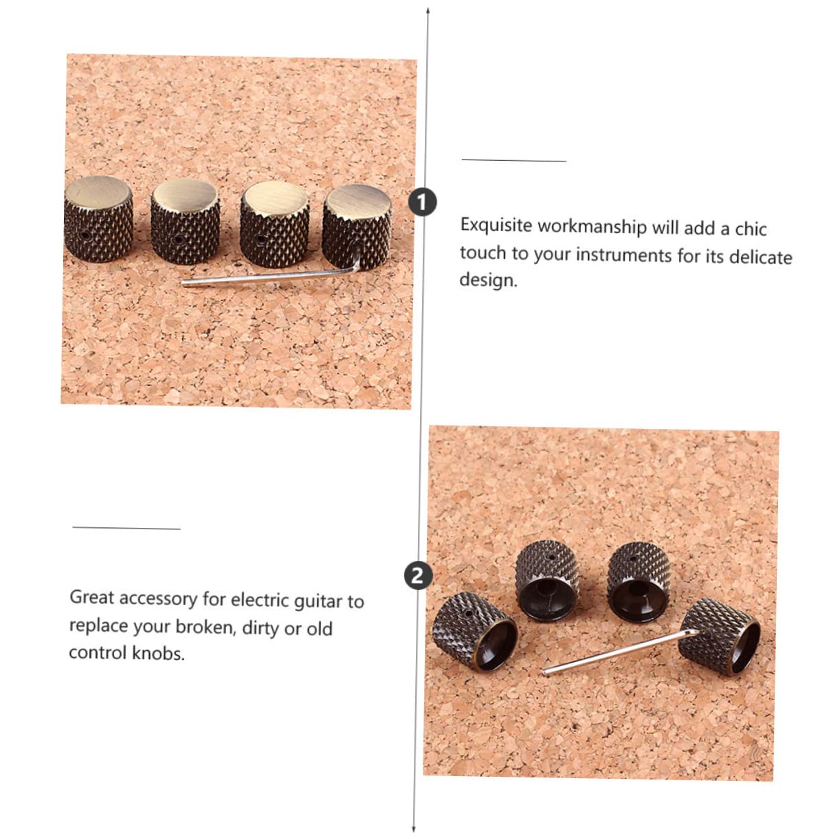 Wakauto Tone Control Knob Volume Control Knob for Guitar Bass Aluminum Alloy 4pcs