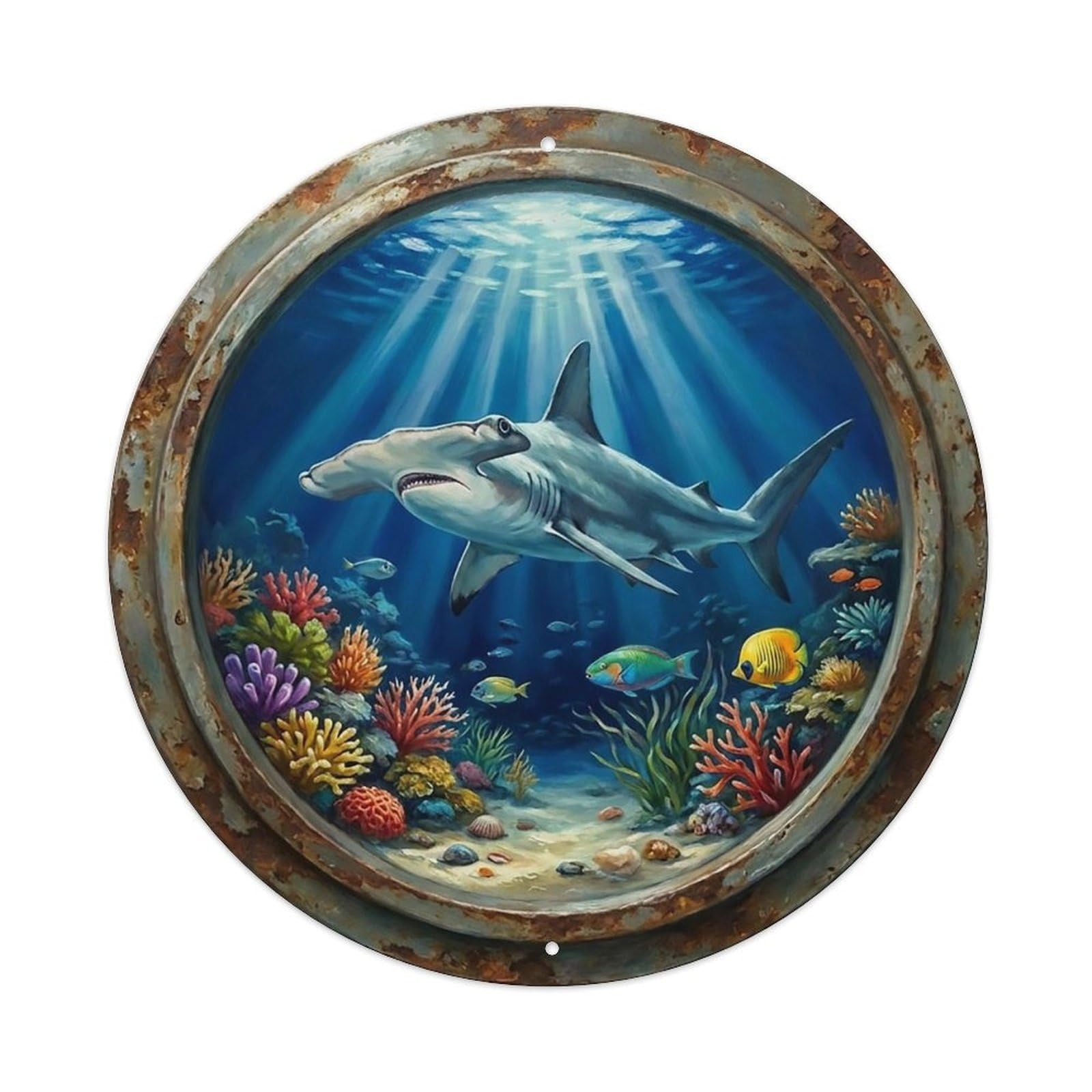Vintage Porthole Hammerhead Patrol Ship Window Undersea Deep Sea Metal Tin Sign