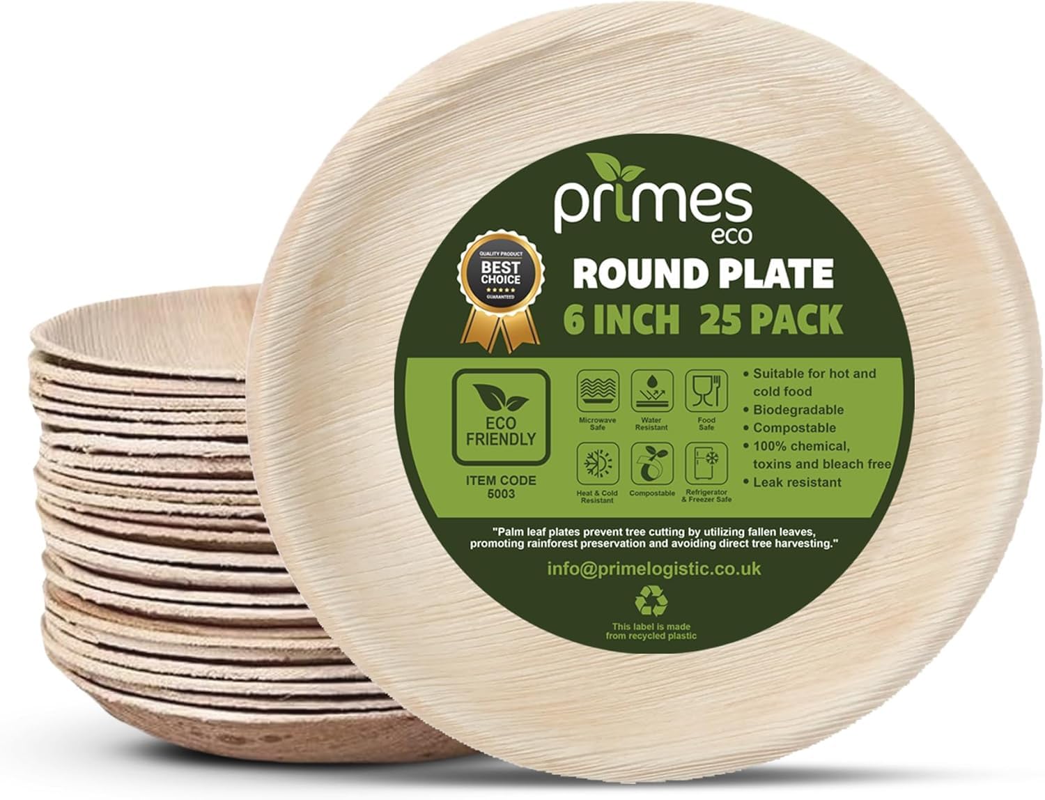 6" (15cms) 25 Pcs Palm Leaf Round Disposable Plates | Strong, Eco Friendly, Biodegradable, Compostable Like Wooden, Bamboo | Microwave & Oven Safe