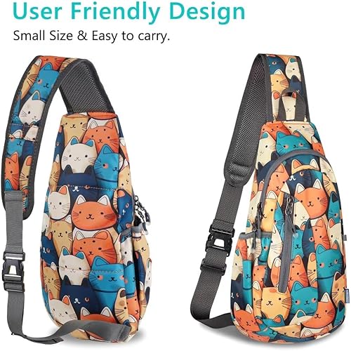 Miniatura 9 de TITECOUGO Bolso bandolera pequeño, mochila cruzada ligera para hombres y mujeres, bolsa de hombro para deportes y exteriores, Z1-lona, morado claro,