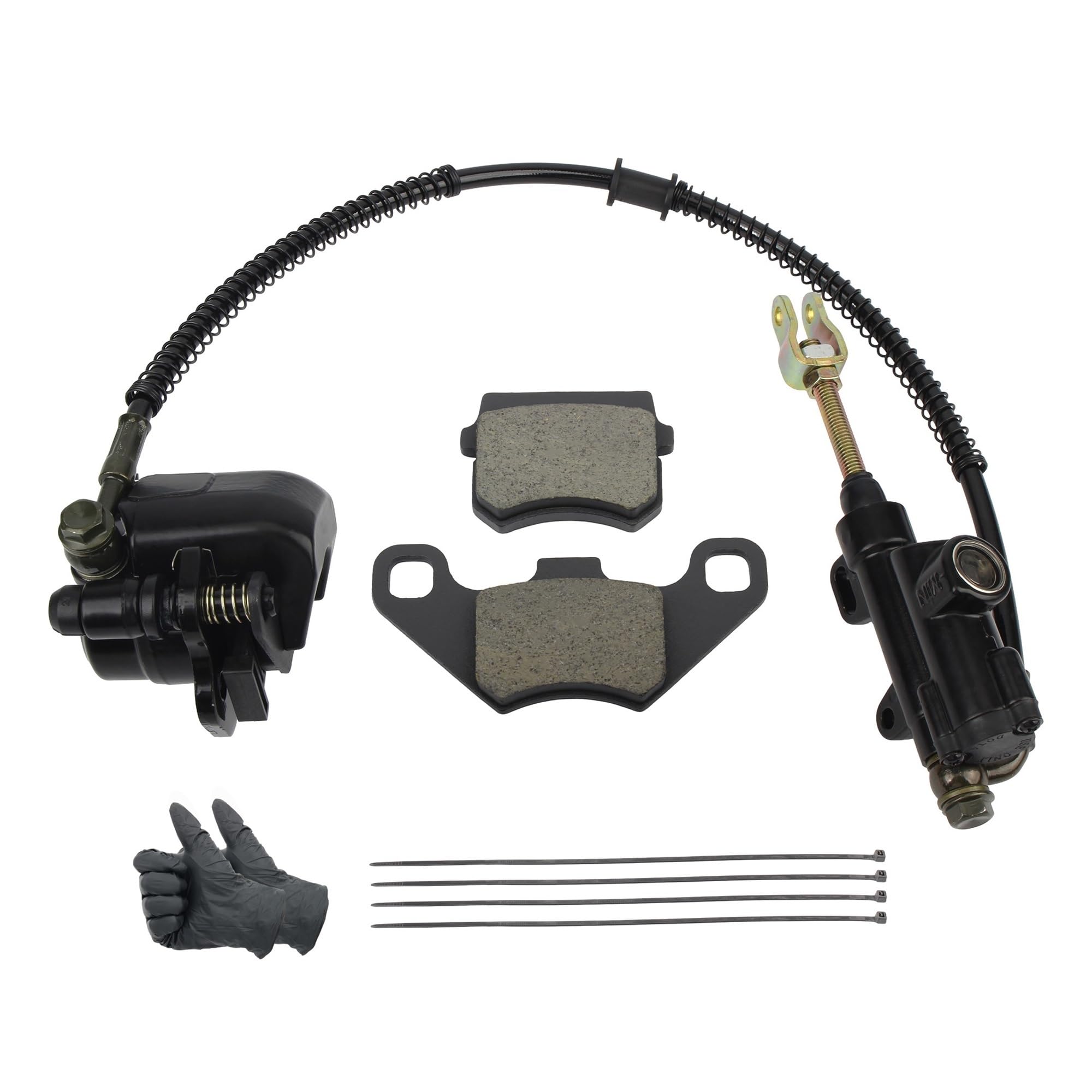 PMAGSYQ Forward Brake Pump Brake Pump Motorcycle Rear Hydraulic Foot Brake Assembly Caliper Master Cylinder Fit for Buggy Karting Quad(with Brake Pads)