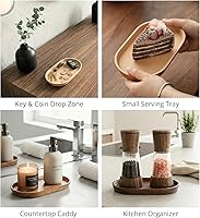 Vista 3 de Mini bandeja de madera para servir para fiestas, bandeja de mesa de té y café, pequeño plato ovalado de madera para frutas y aperitivos, bandeja