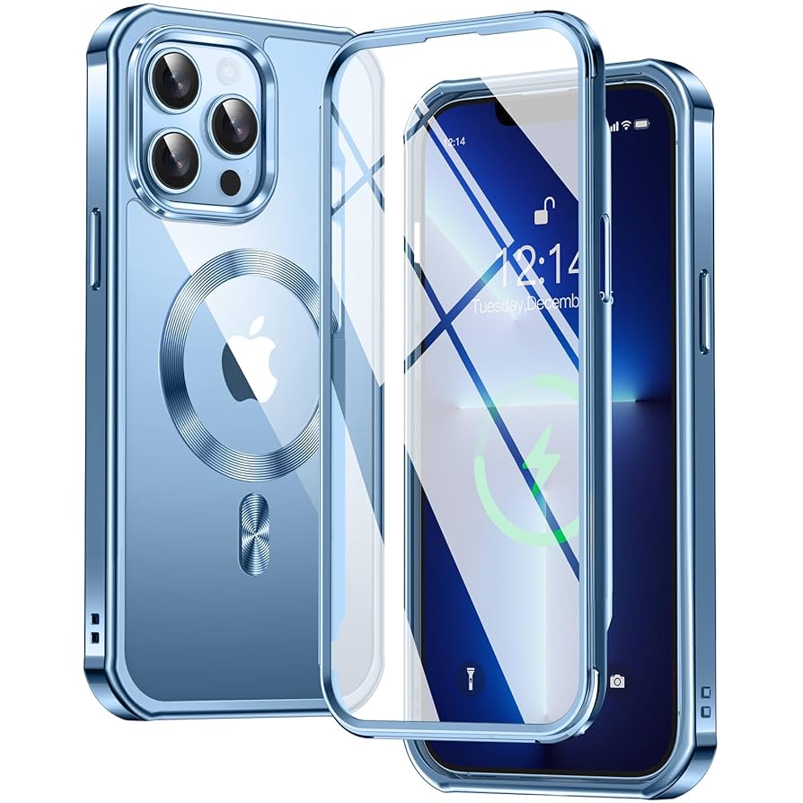 iPhone 13 pro用ケース 両面保護　ネイビーブルー Amazon.co.jp: 【両面保護・MagSafe対応】FONKCASE iPhone13 Pro