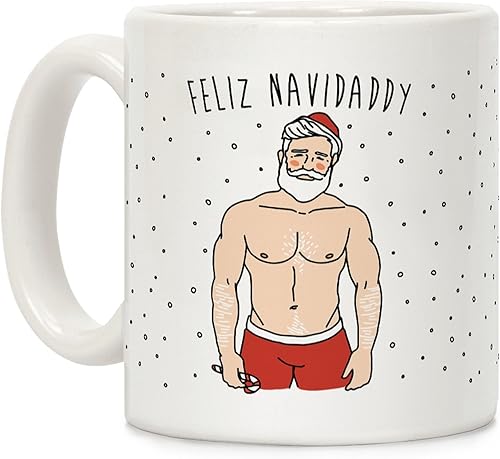 LookHUMAN Feliz Navidaddy Parody White 11 oz taza de café de cerámica