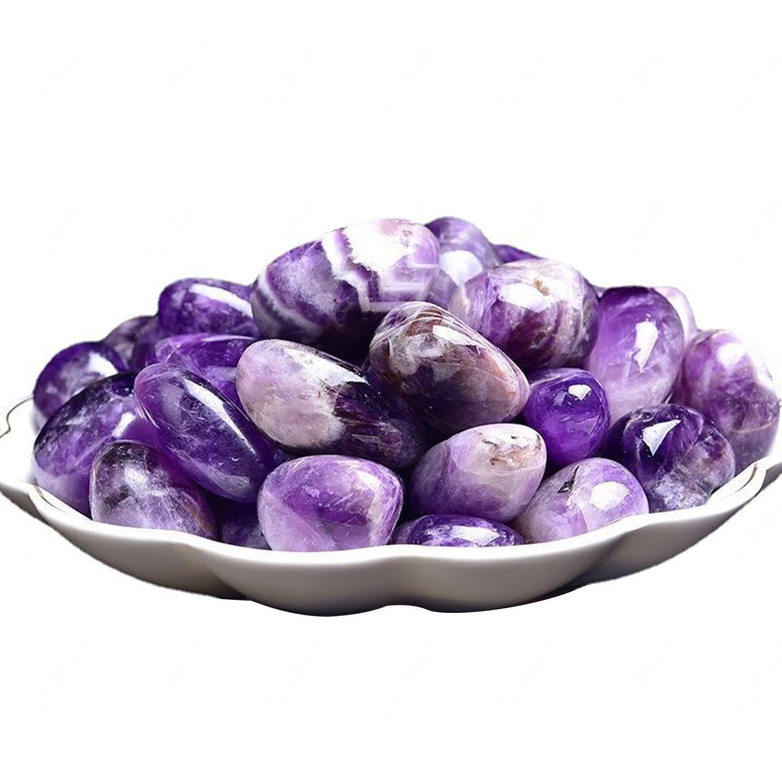 Piedras Pulidas de Amatista Natural Grande a Granel de 2.2 Libras | Cristales Curativos | Cuarzo de Piedras Preciosas Irregulares para Rocas de Fuente, Envoltura de Alambre,2-3cm
