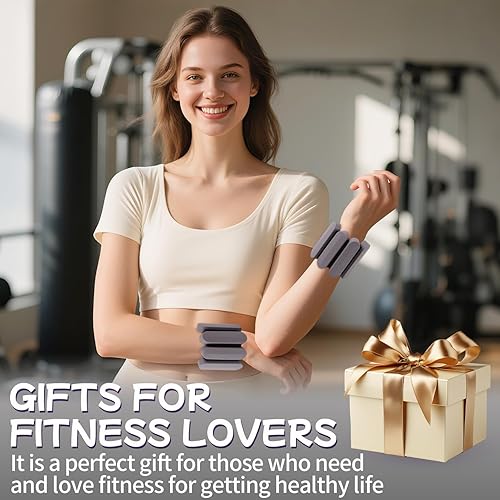 Miniatura 6 de Pesas de muñeca  Pesas ajustables para tobillo y muñeca para mujeres y hombres  Juego de pulseras con peso de 2 libras (1 libra cada una)  Pesas