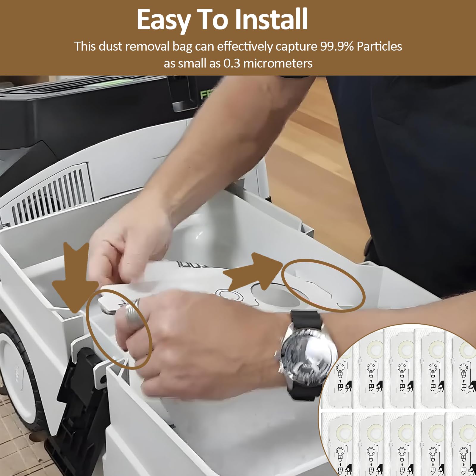 10 sztuk 204308 worki na kurz, zapasowe worki filtrujące, do Festool CT MINI/CT MINI I/CT MIDI/CT MIDI I/CTC MINI/MIDI/CT 15 od 2019 r