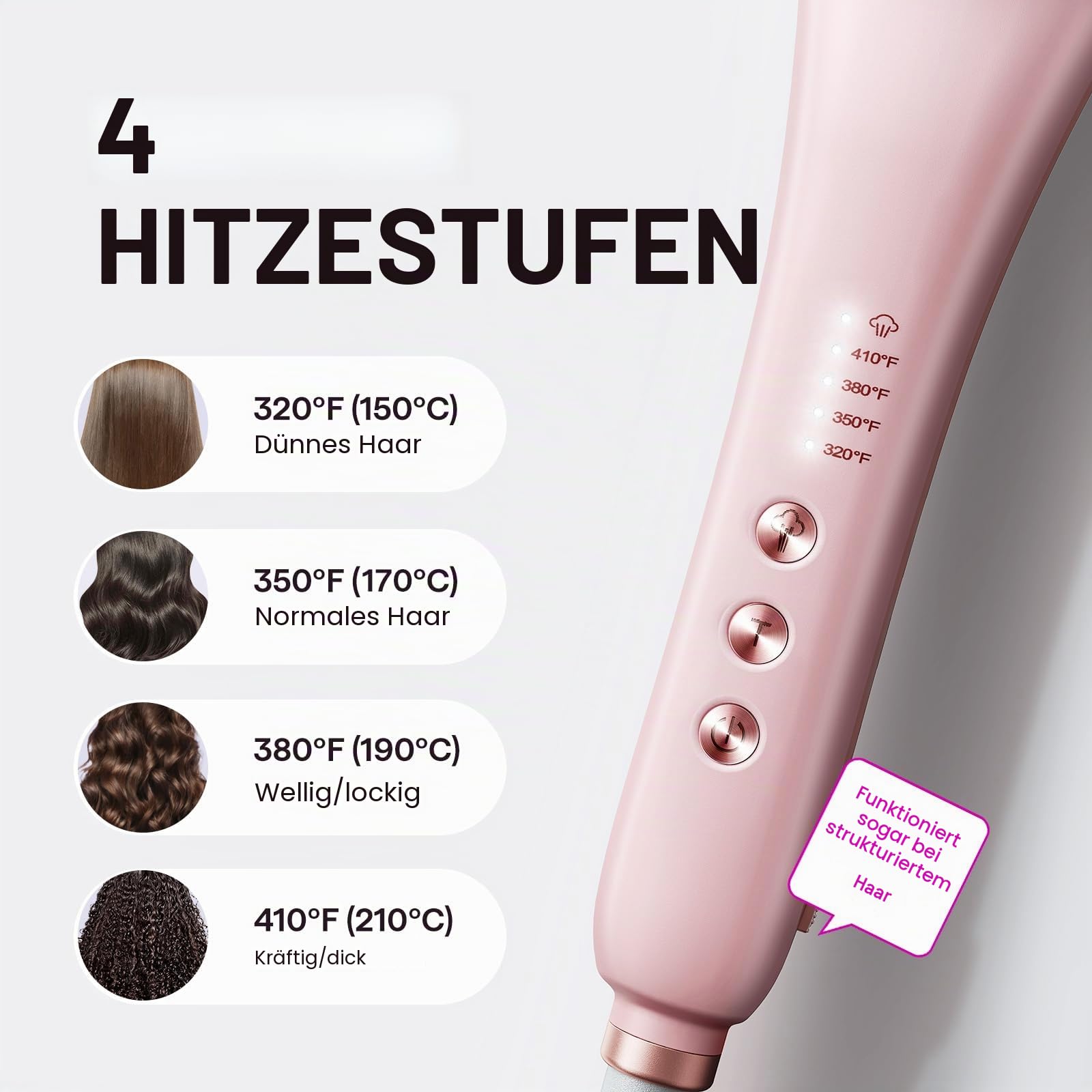 Wavytalk Pro Steam Glätteisen Bürste Steamline Pro Glätteisen Bürste | 3-in-1 Glättbürste für lockiges Haar, schnelle Salon-Ergebnisse mit weniger Schäden, Anti-Frizz und Haarpflege