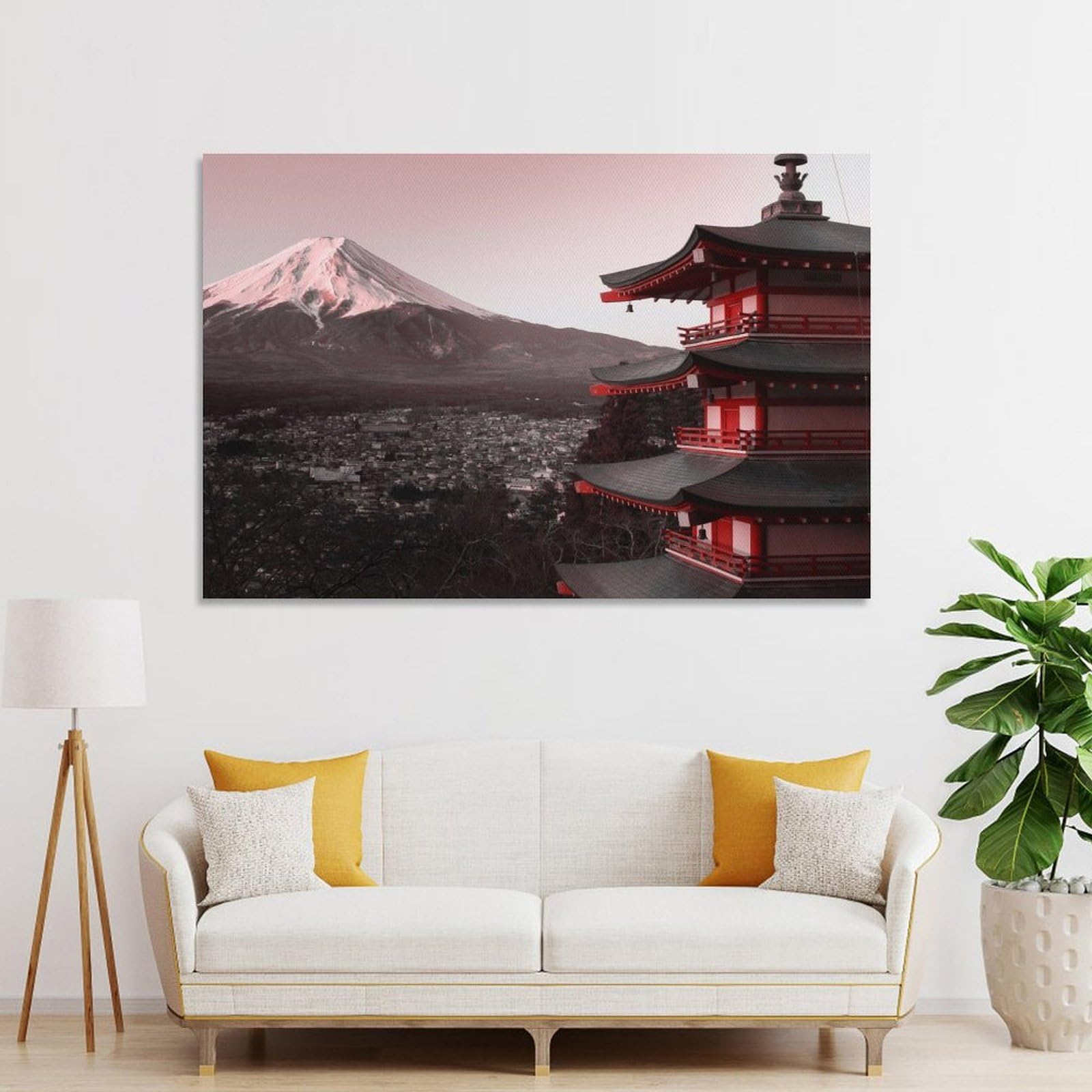 Junmoney Unframe-Style-23 Mount Fuji Pagoda View Home Decor Wall Art 24X36inch(60X90cm), For Bedroom, Guest Room Or Reading Nook, Decorative Wall Art For Cosy Rooms