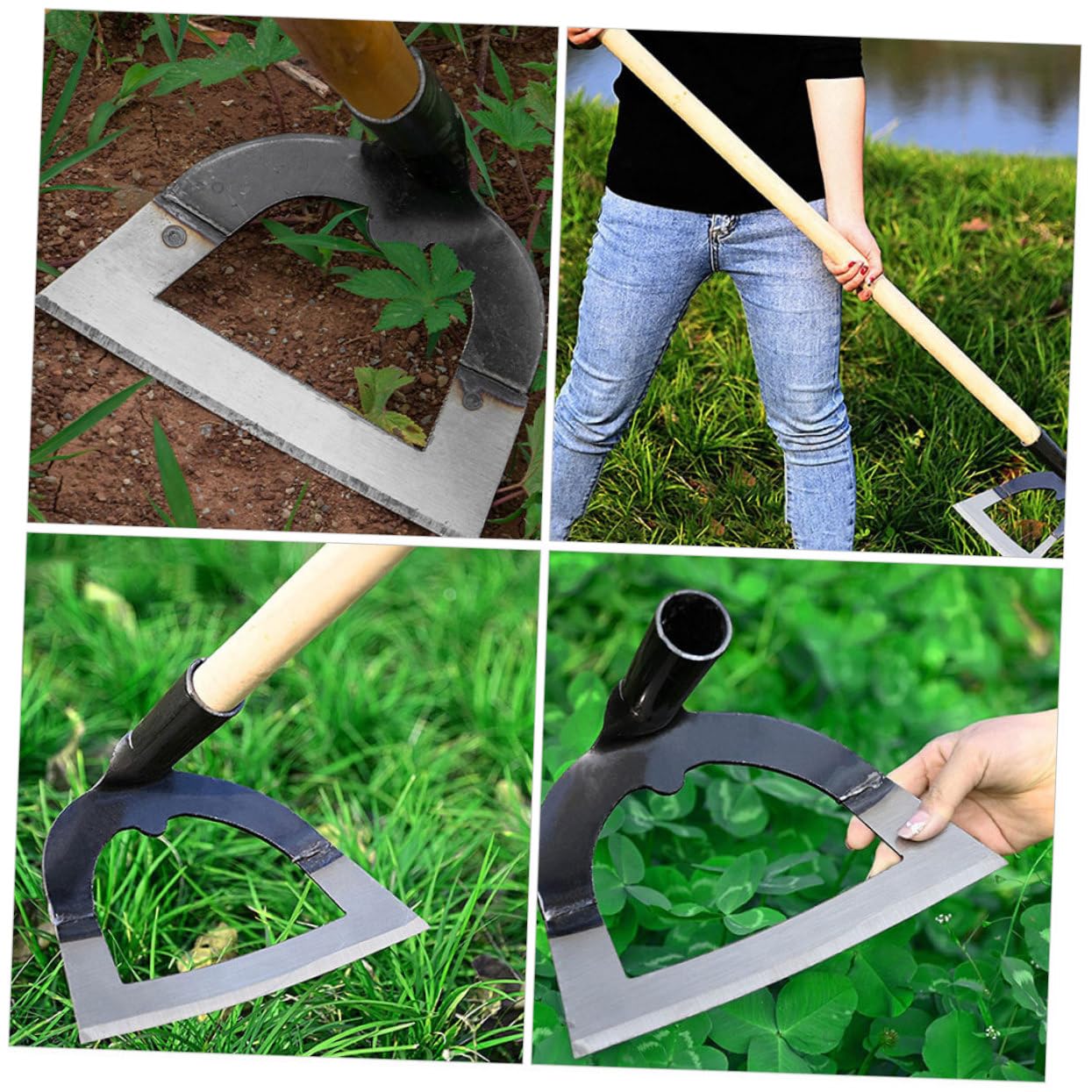 Houe de Jardin en Acier Inoxydable Argenté, Outil de Jardinage Robuste