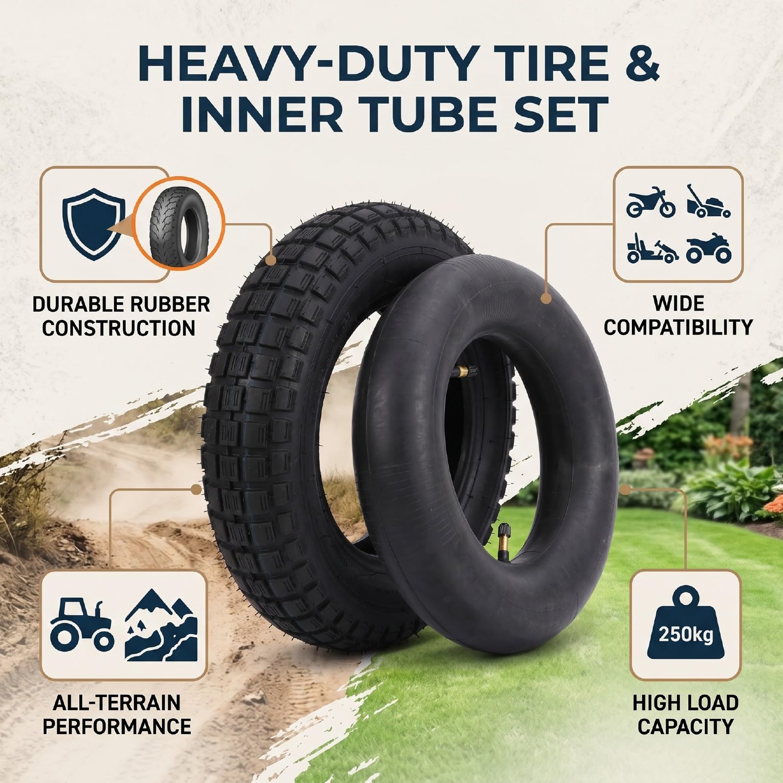 Ausla Set Pneumatico e Camera D'Aria, Ruota di Ricambio 3.50-8 for ATV UTV Tosaerba