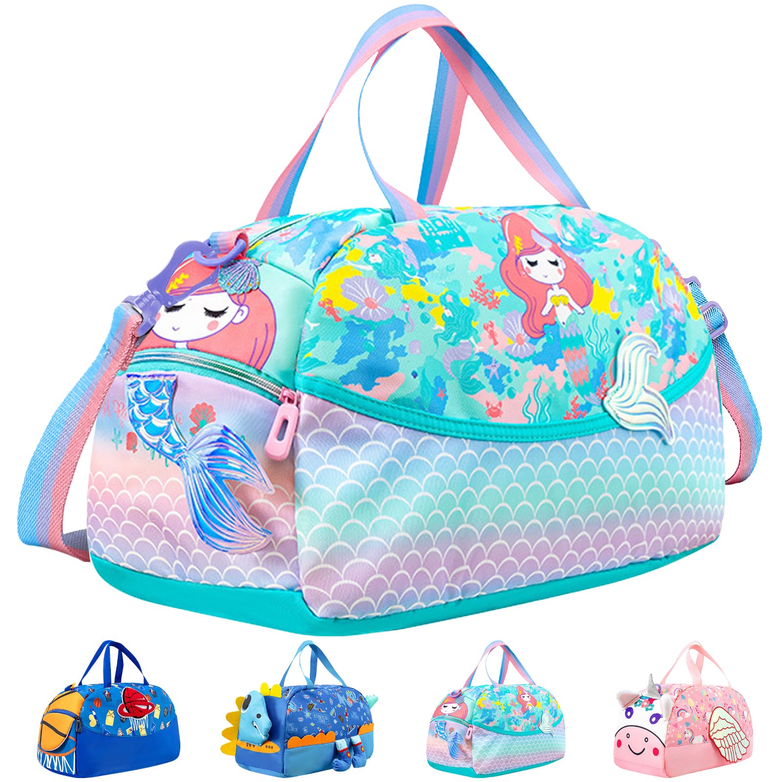 LUKIUP Borsa sportiva per bambini, borsa da nuoto per bambini, borsa da viaggio per viaggi, fitness, sport, Sirena, Classico