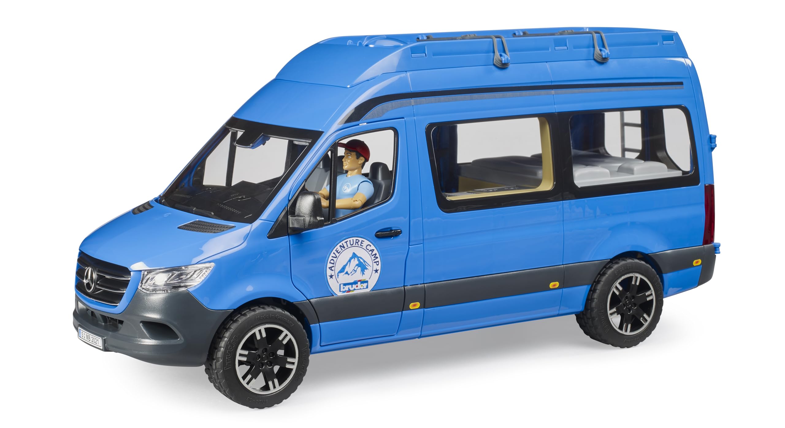 bruder 02684 - MB Sprinter Camper mit Fahrer - 1:16, Fahrzeug, Wohnmobil, Reisemobil, Transporter, Camper, Van, Campingbus, Spielzeug ab 4 Jahre, Blau