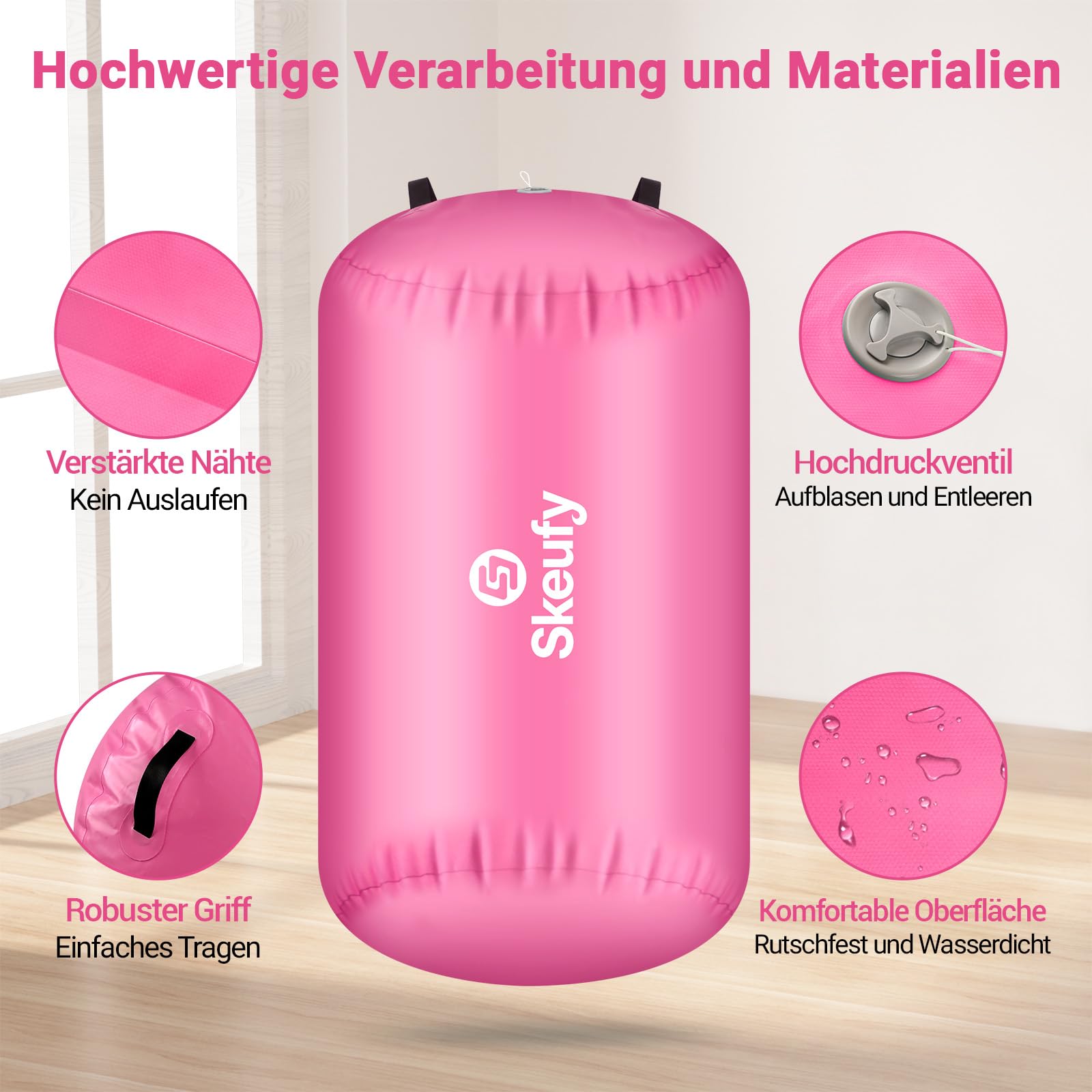 Skeufy Air Matte Track, Tappeto Gonfiabile per Ginnastica e Yoga con Pompa Elettrica, Airroll Air Rolle per Ginnastica, Tappeto da Ginnastica, Tappeto Sportivo per Casa e All'aperto'