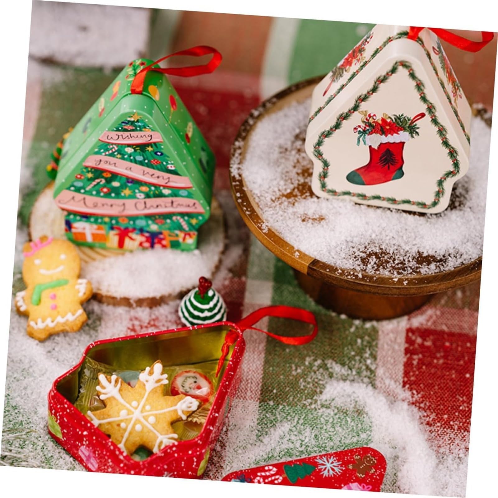 Scatola regalo di Natale, scatole regalo, 10 Barattoli di caramelle di latta di Natale Scatola regalo di Natale Biscottiera di Natale scatola di biscotti scatola di caramelle rotonda in ferro battuto