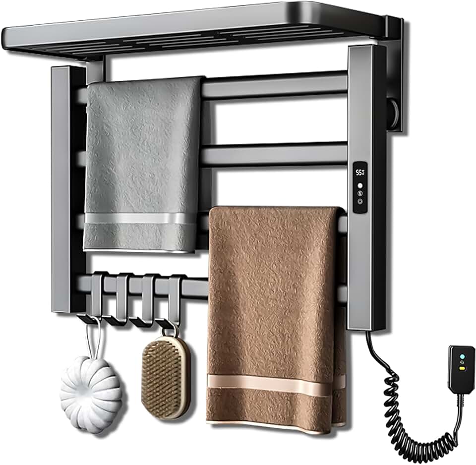 110V Toalheiro Eletrico 4 Barras, Toalheiro Termico, Aquecedor de Toalha para Banheiro, Aquecedor de Toalha, Secador de Toalha, Secador de Toalhas Eletrico, Cabo de Alimentação de 1,2 M