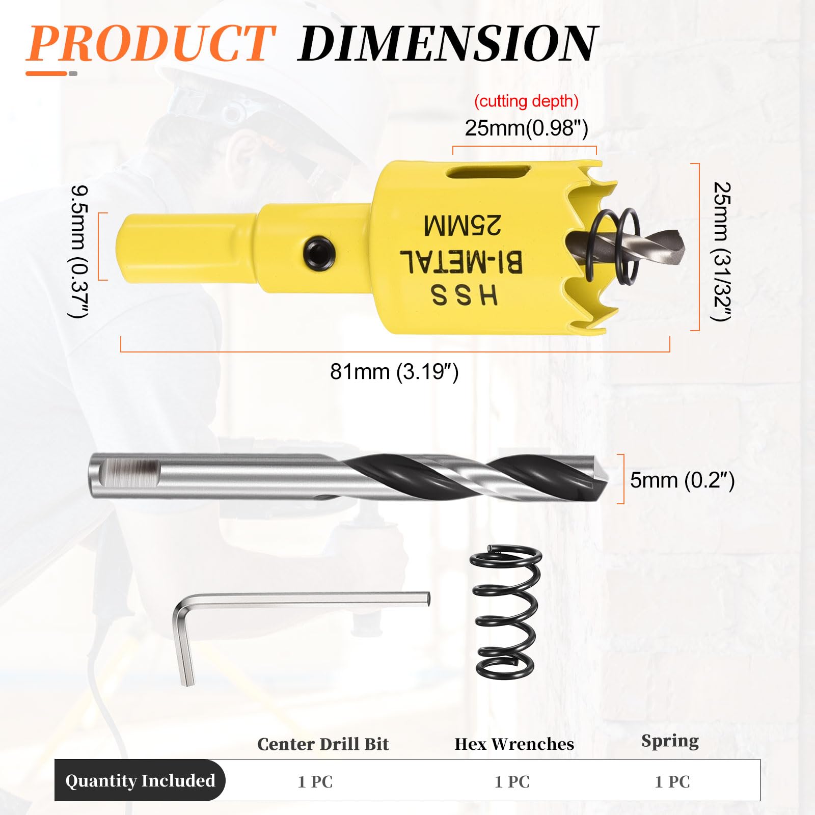 METALLIXITY Bi-Metal Hole Saw 31/32", M42 HSS Circular Head 25mm Hole Cutter with Center Drill Bit - Image 2