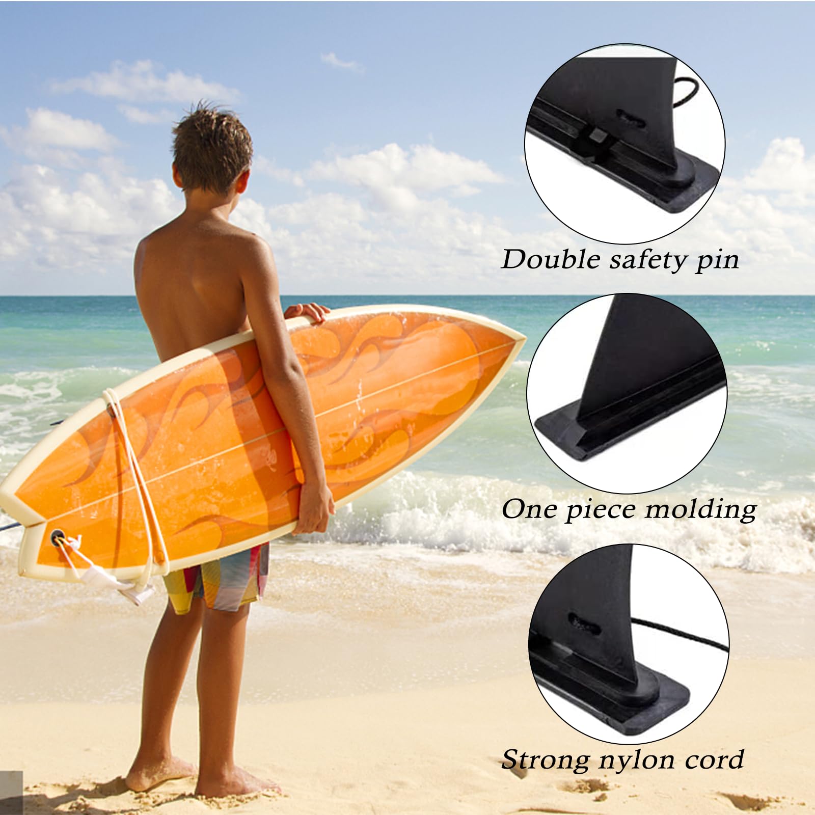 xlwen SUP Singolo Pinna con Vite,Longboard Singola Pinna,Longboard e SUP Pinna Centrale per Tavole Lunghe, Tavola da Surf, Kayak Gonfiabile e Tavola SUP (Nero