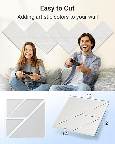 Miniatura 4 de Topnaca Paquete de 18 paneles de pared insonorizados, paneles autoadhesivos a prueba de sonido de 12 x 12 x 0.4 pulgadas para paredes, paneles