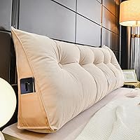 Vista 8 de Almohada de cabecera con cuña para lectura, respaldo de vellón, almohada de descanso de lectura, cojín de respaldo triangular grande, almohada