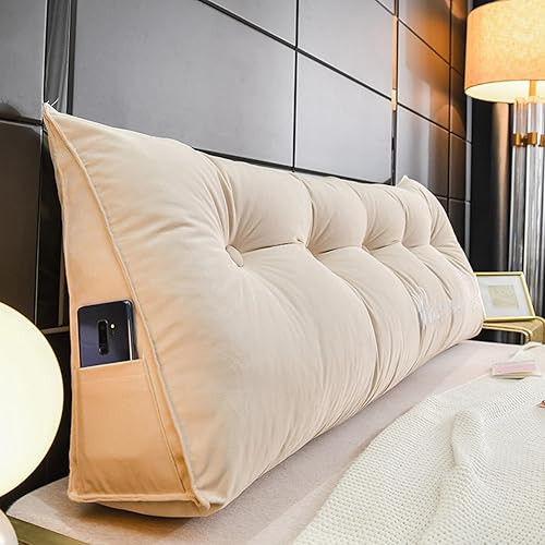 Miniatura 8 de Almohada de cabecera con cuña para lectura, respaldo de vellón, almohada de descanso de lectura, cojín de respaldo triangular grande para la