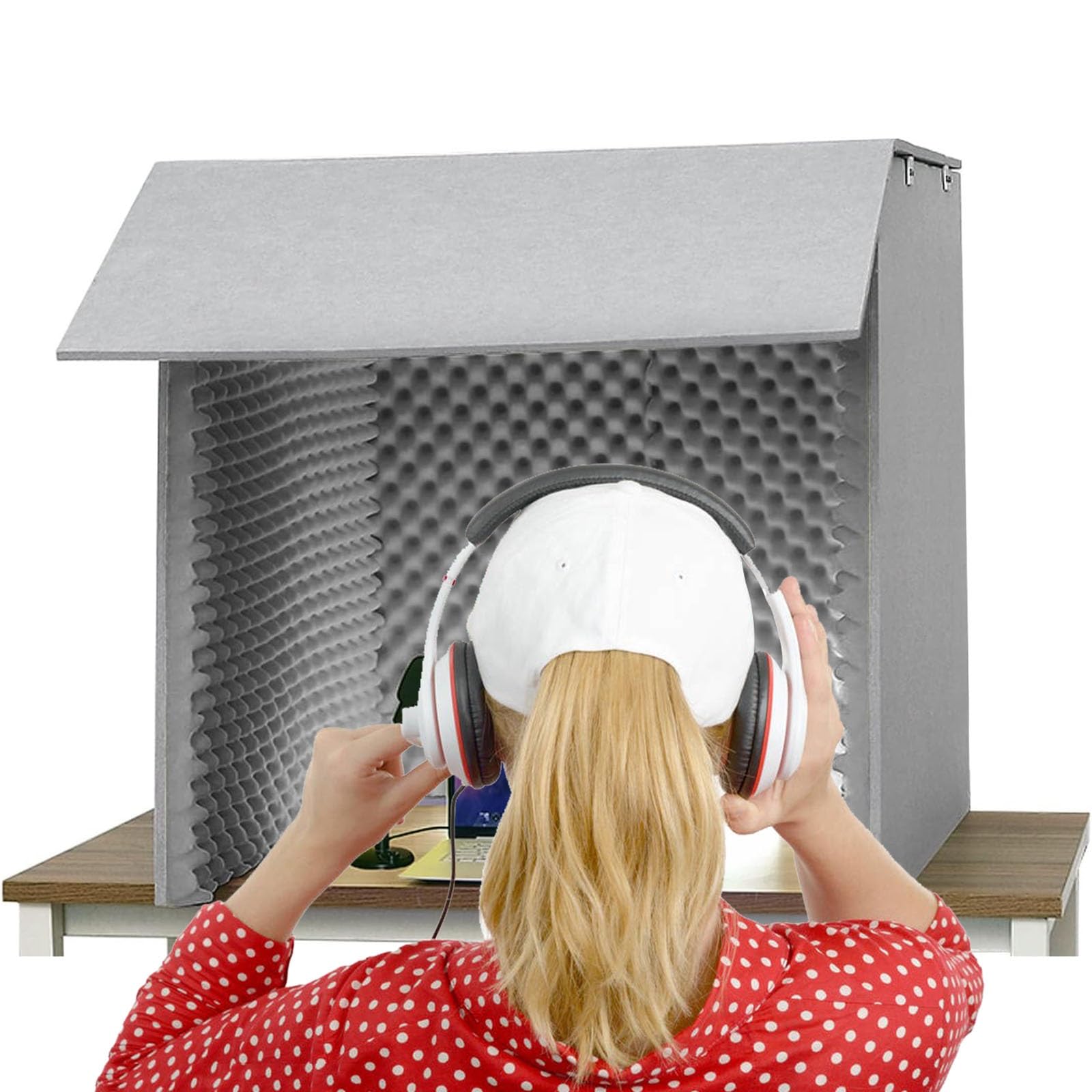 Cabina audio portatile per registrazione, cubo di isolamento acustico con schiuma microfono, copertura insonorizzata da scrivania per studio domestico, protezione acustica