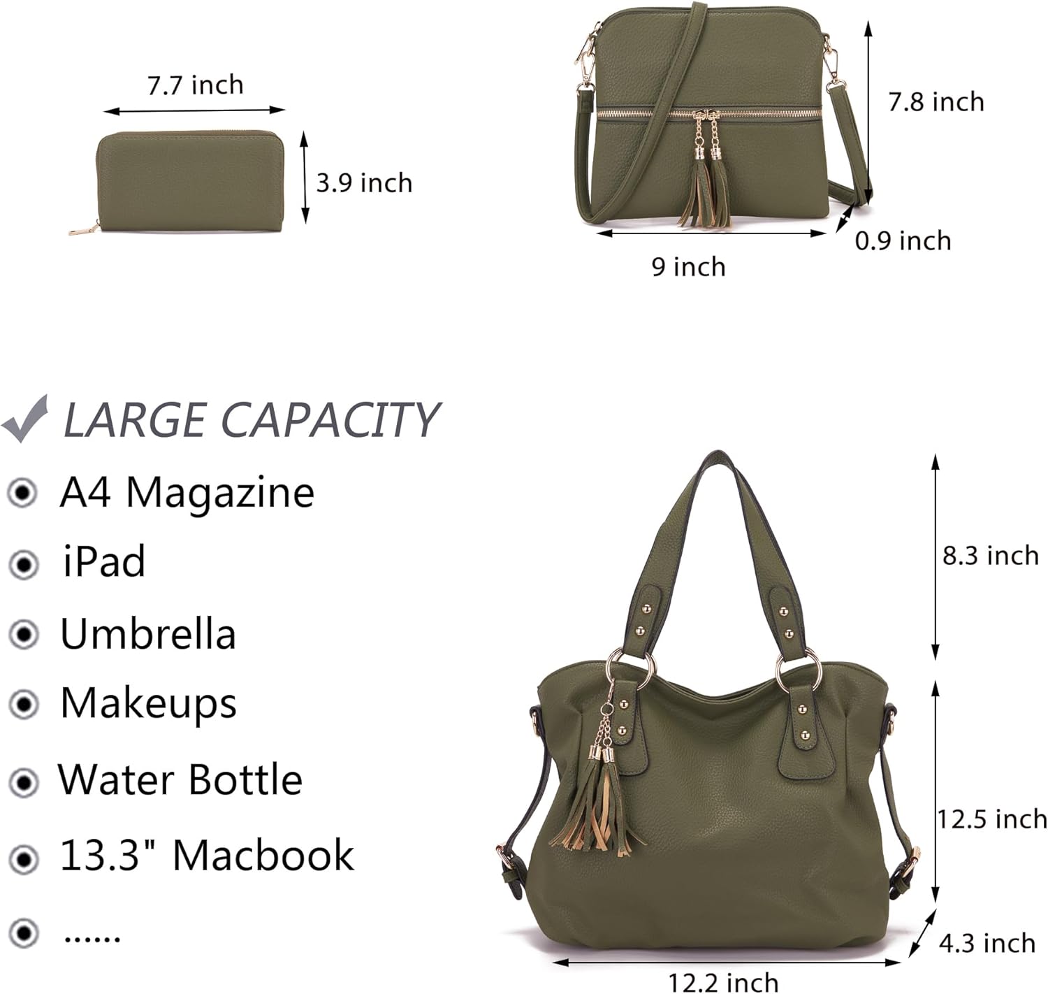 Qiyuer Purses And Wallets Set For Women Tote Handbags Large Hobo Bag Purse With Wallet 3PCS | Large, Purse With Wallet, 3PCS - Image 2