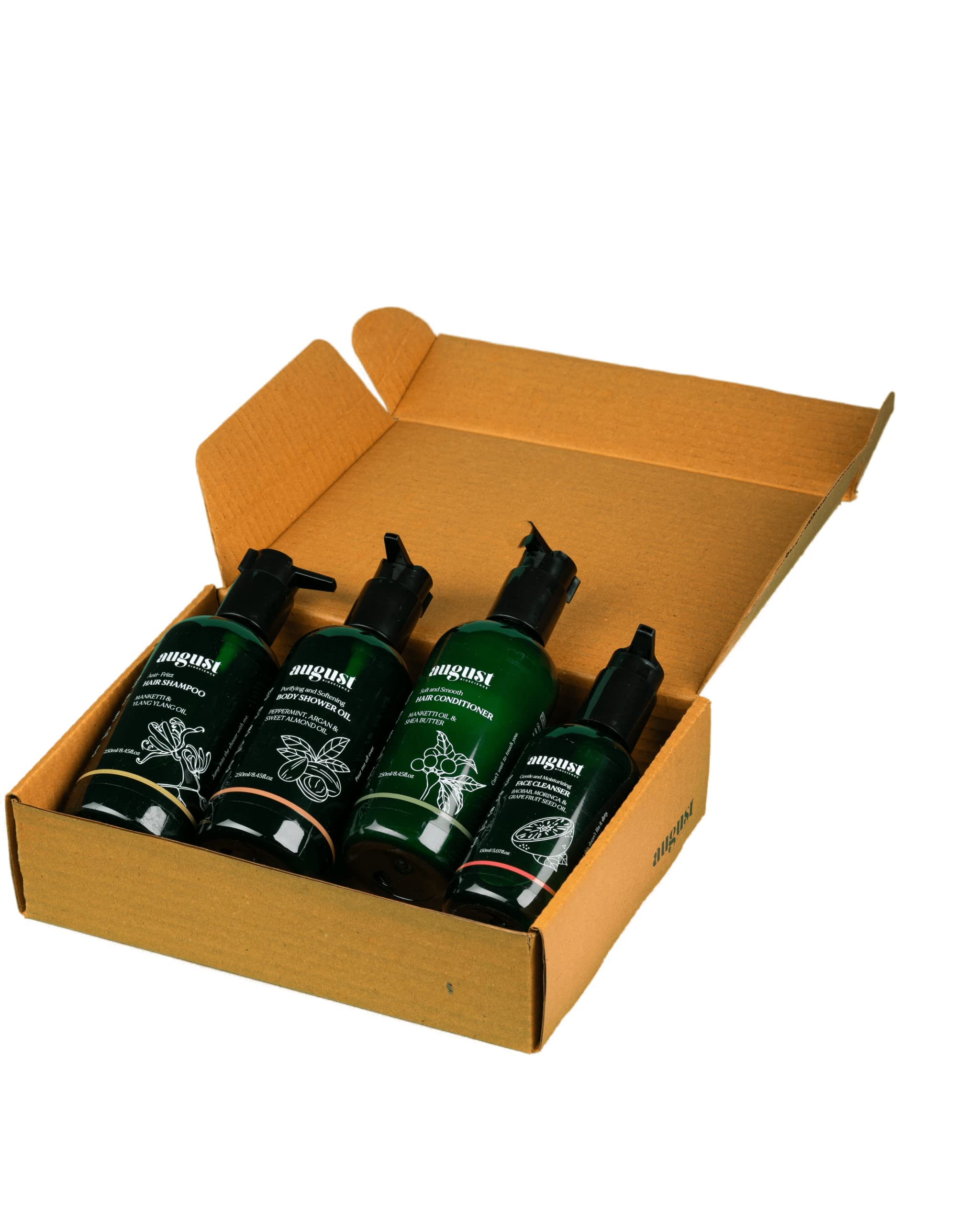 Combo of Body Shower Oil | Face Cleanser | Manketti Seed Shampoo | Hair Conditioner for all Hair & Skin Types | Parabens, Sulphate free – Pack of 4