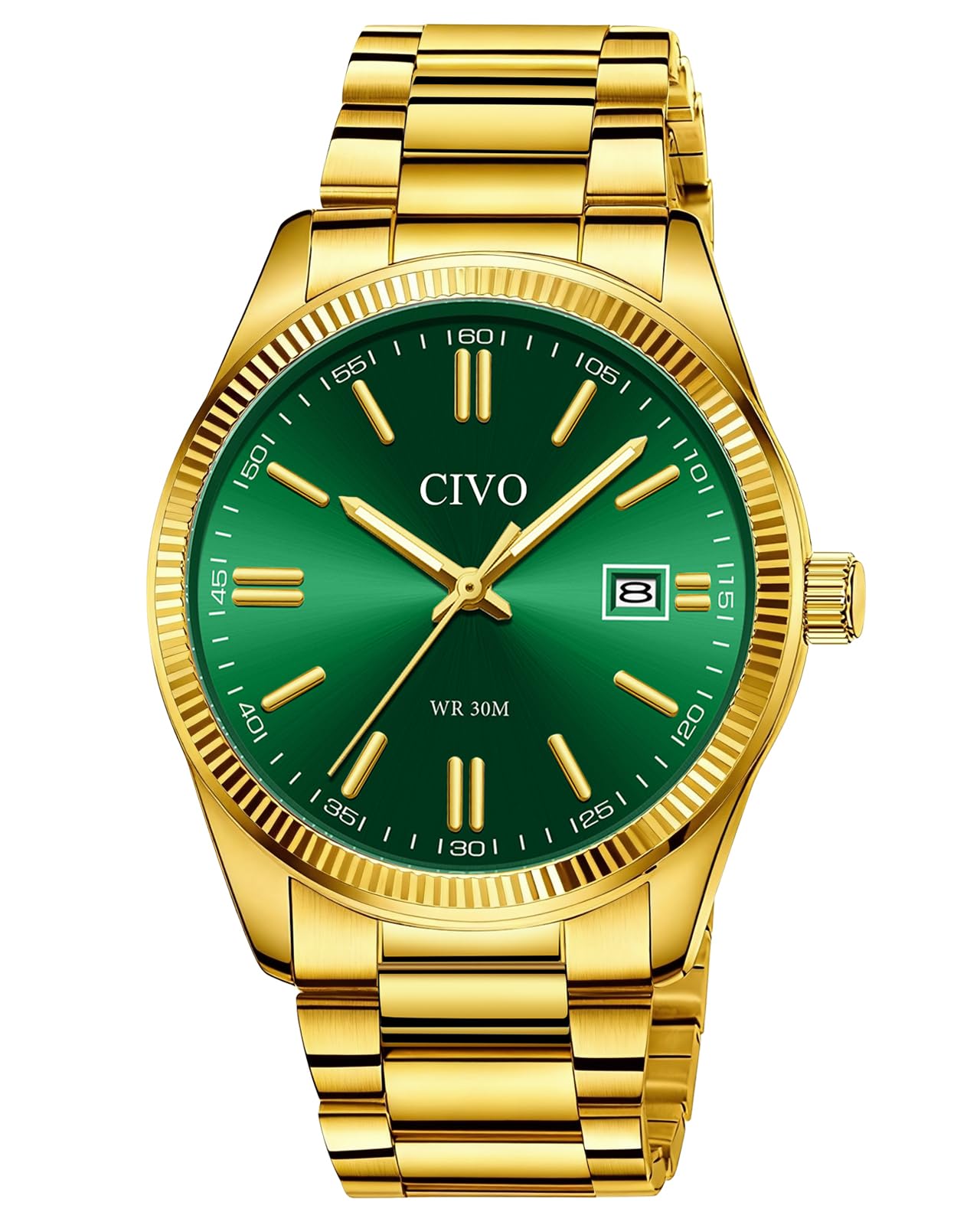 CIVO Business Analog Men's Watch: Waterproof Stainless Steel or Leather Quartz Watch - Clear Dial with Luminous Hands and Dater for Men Business Professionals