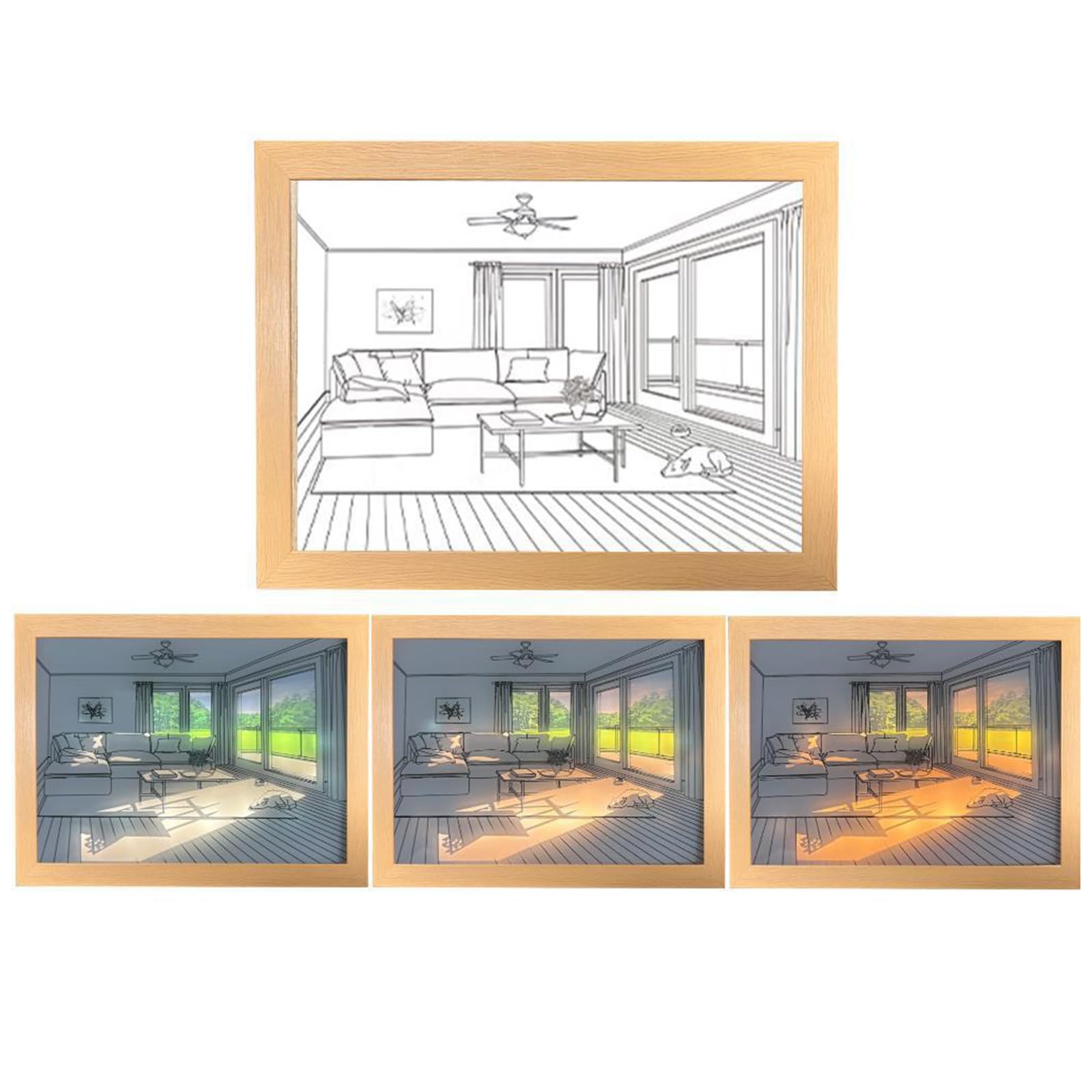 Quadro Luminoso A LED 3 Colori Per Inaugurazione Casa – 20x15 Cm, Con Cornice In Legno, USB